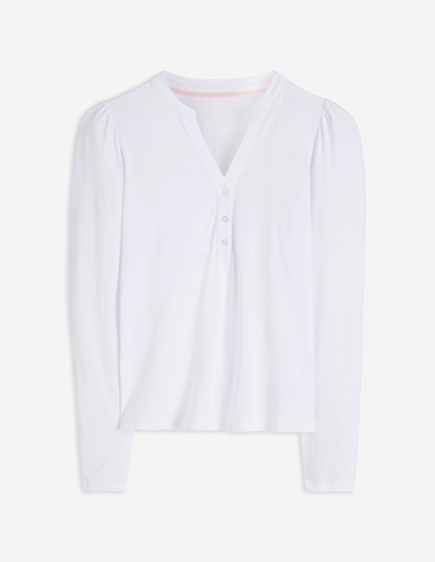 Supersoft Open Neck Henley-White