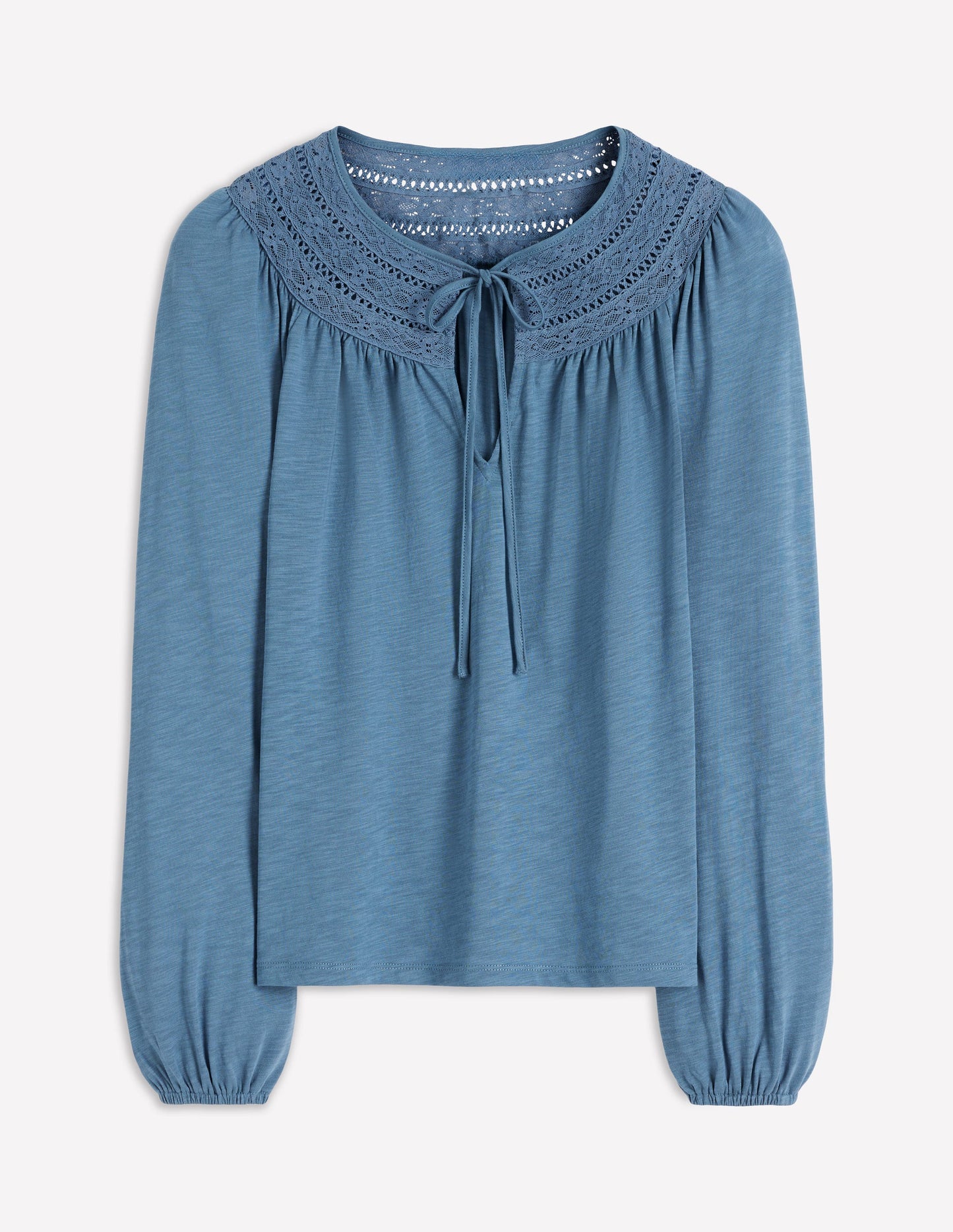 Top Edi à détails dentelle-Bleu capitaine