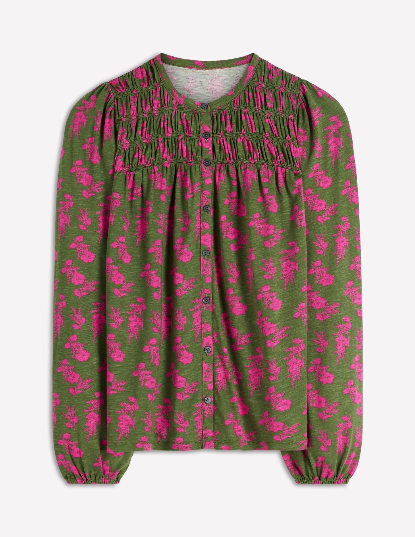 Chemise Mya smockée en jersey-Éphémère, motif Blossomy Sprig