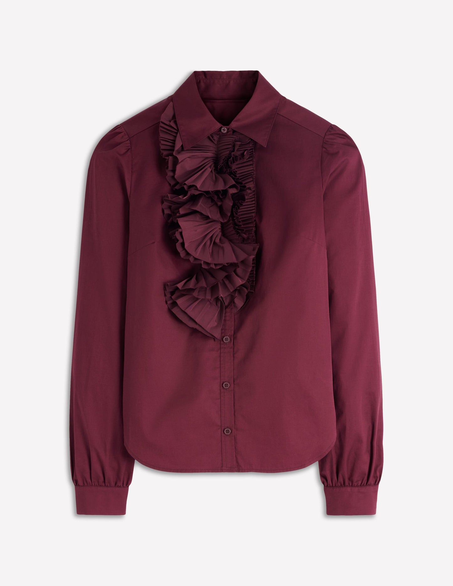 Cara Ruffle Shirt-Maroon