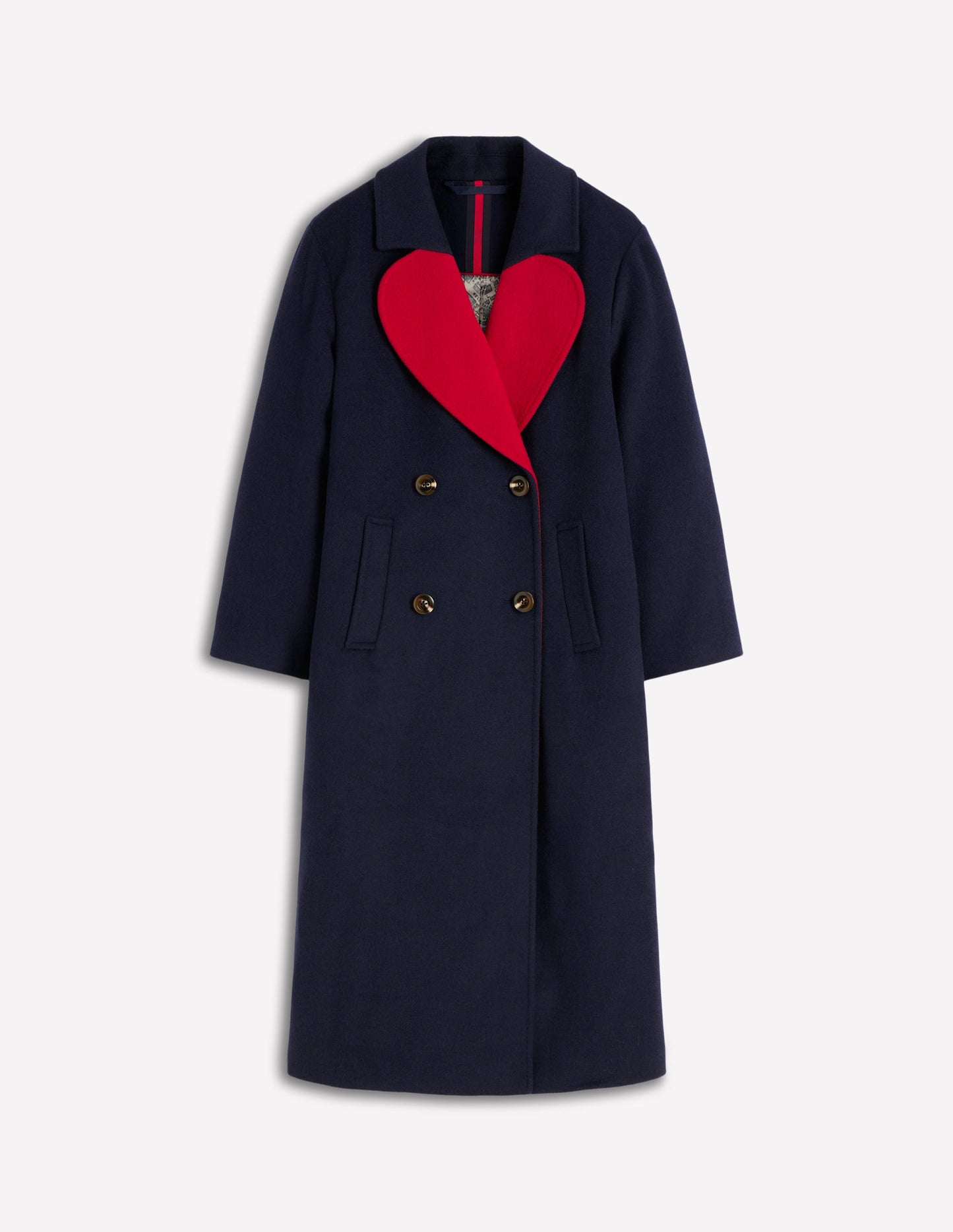 Cocoon Wool Coat-Navy Heart