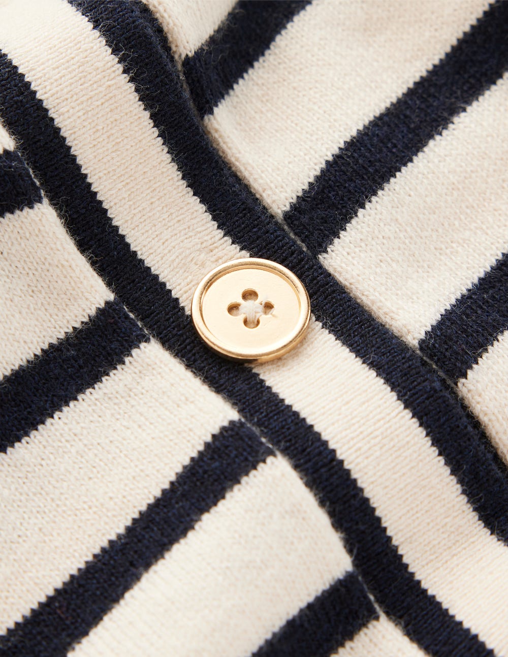 Liz Strickjacke mit Kragen-Naturweiß und Navy, Gestreift