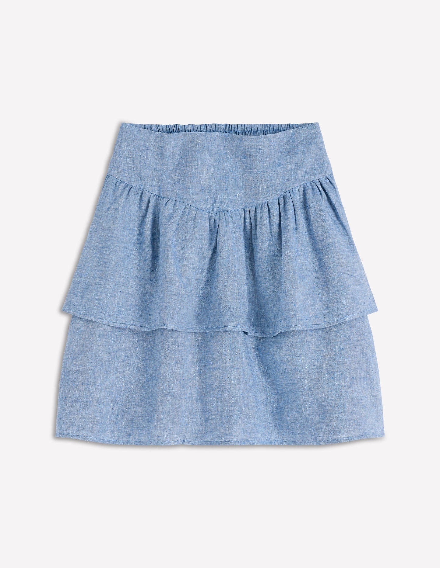 Gestufter Leinenrock-Blauer Faux Uni