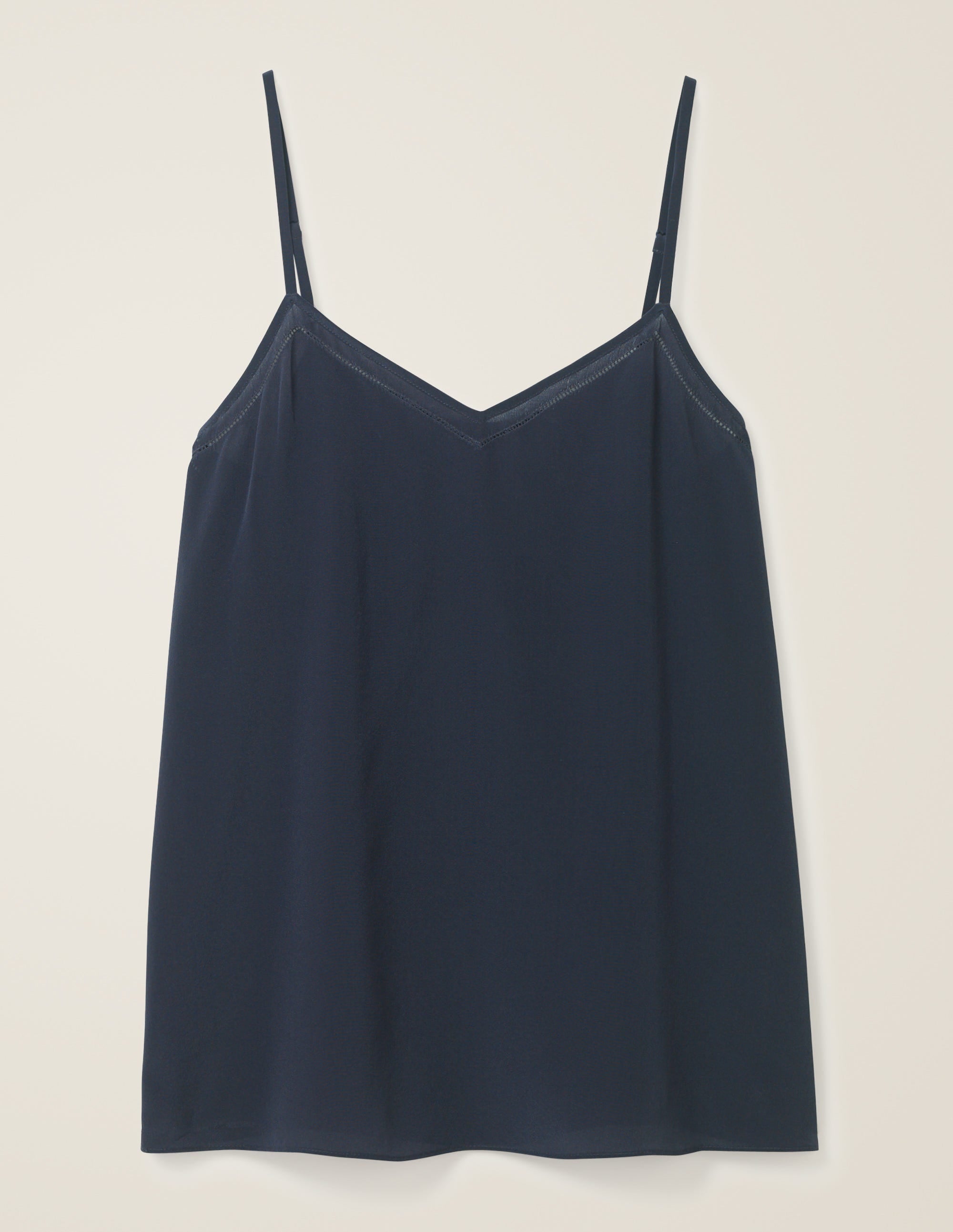 Trägerhemd aus Seide-Marineblau - Image 5