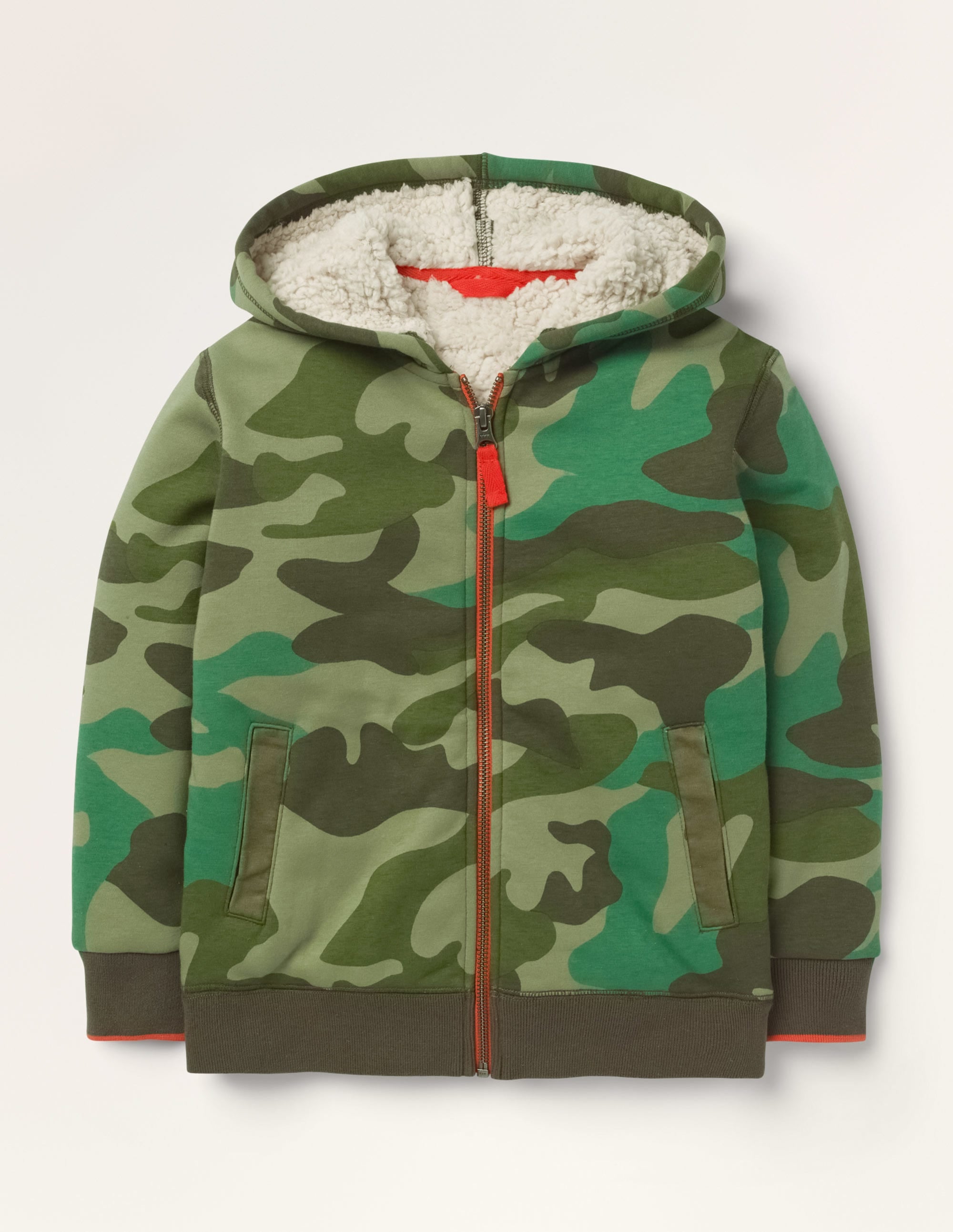 Sweat à capuche zippé avec doublure douillette-Camouflage vert - Image 1