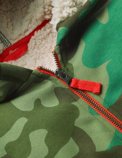 Kapuzenjacke mit kuscheligem Futter-Grün, Camouflagemuster