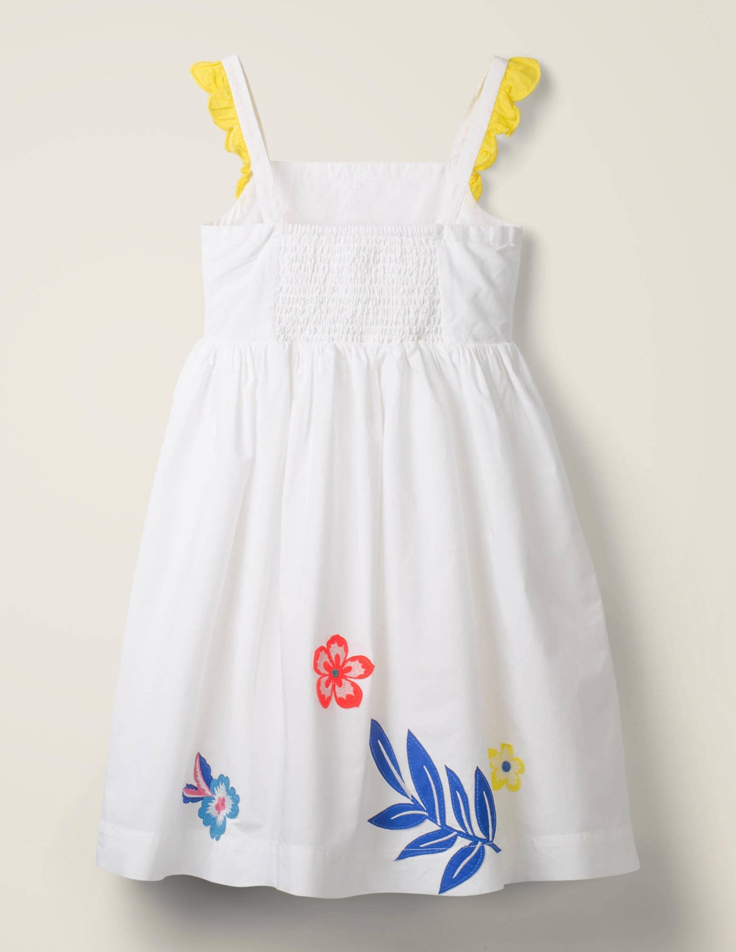 Robe à manches volantées-Motif floral blanc