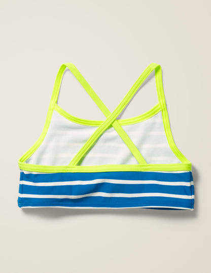 Gemustertes Bikini-Oberteil-Kräftiges Blau/Naturweiß-2