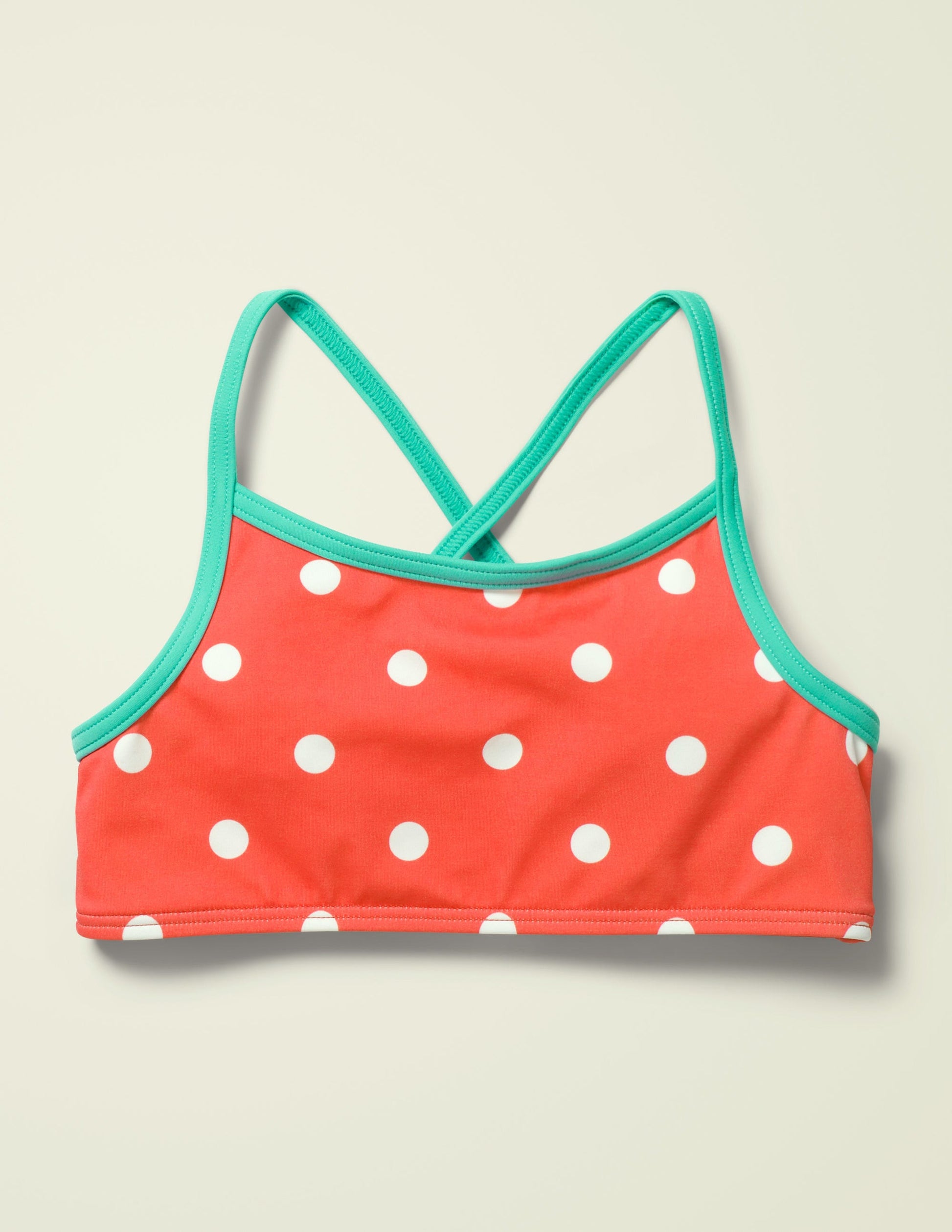 Patterned Bikini Top-Sunset Red/Ivory Spot-1
