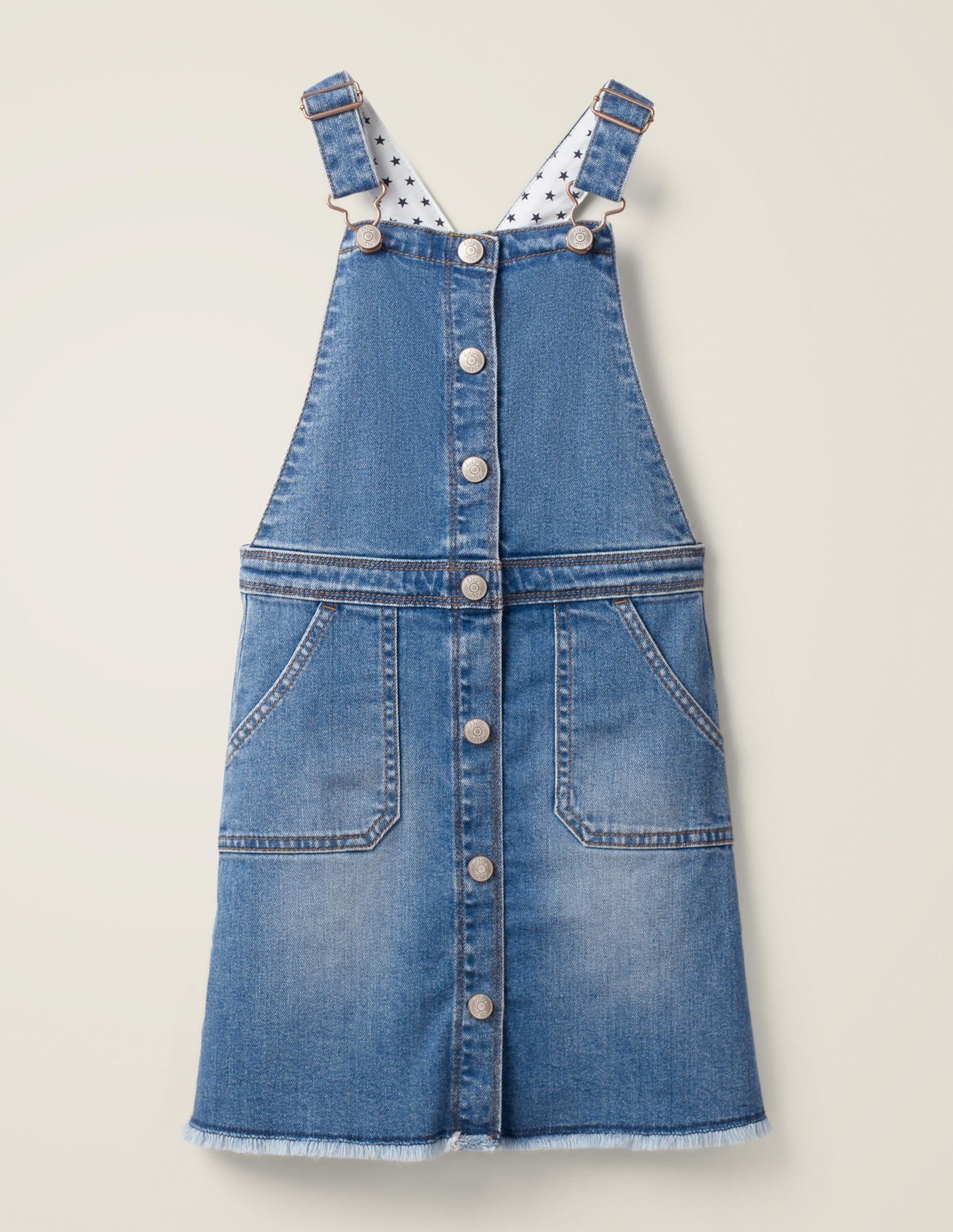 Robe-salopette boutonnée-Denim vintage moyen-1