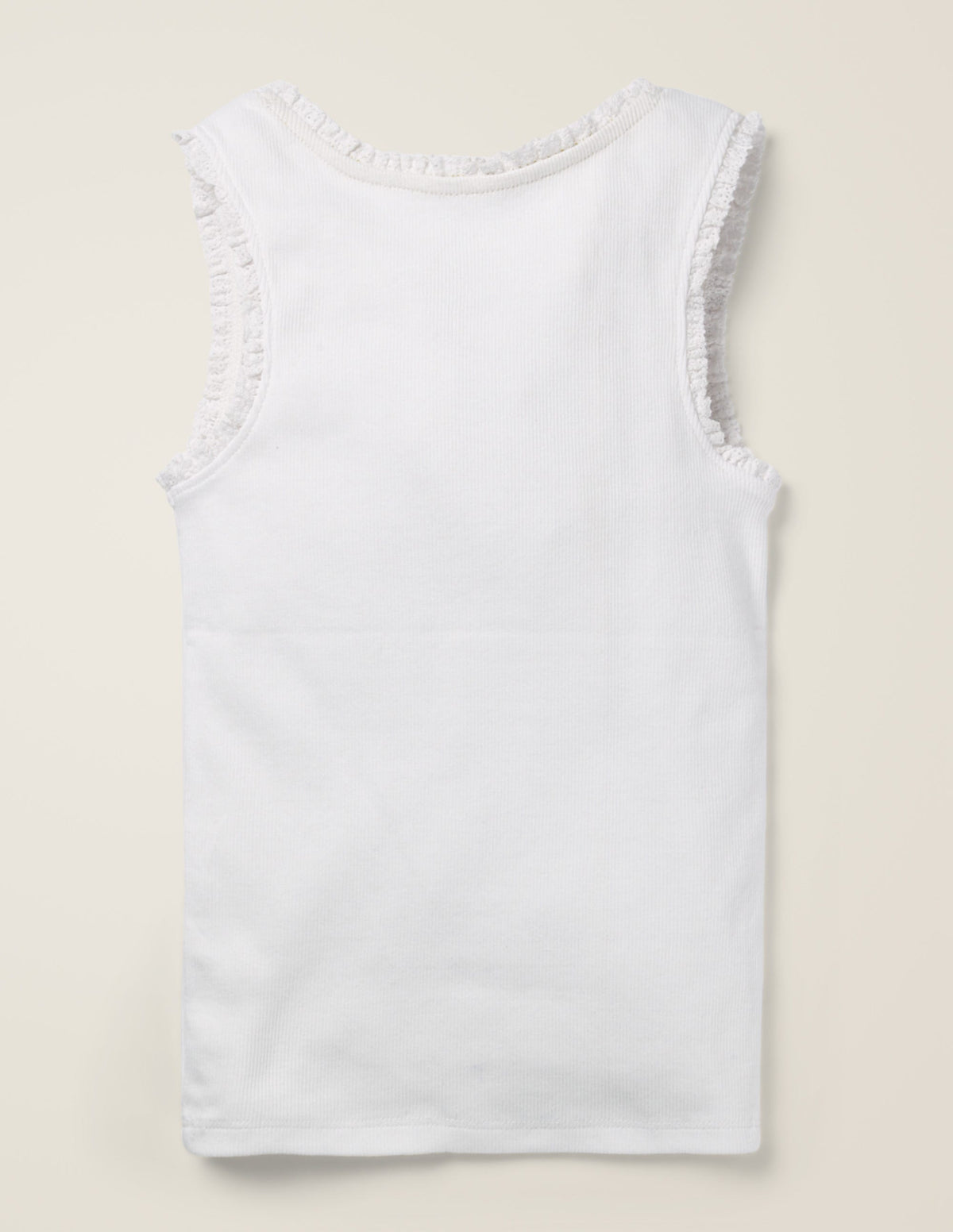 Geripptes Trägershirt mit Spitzenborte-Weiß-2