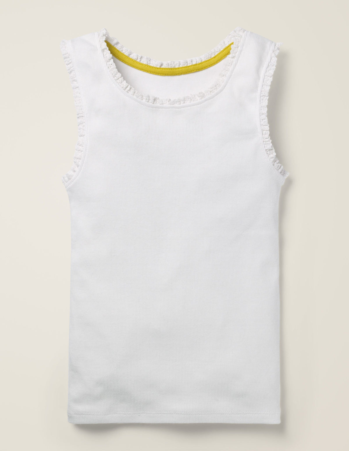 Geripptes Trägershirt mit Spitzenborte-Weiß - Image 1