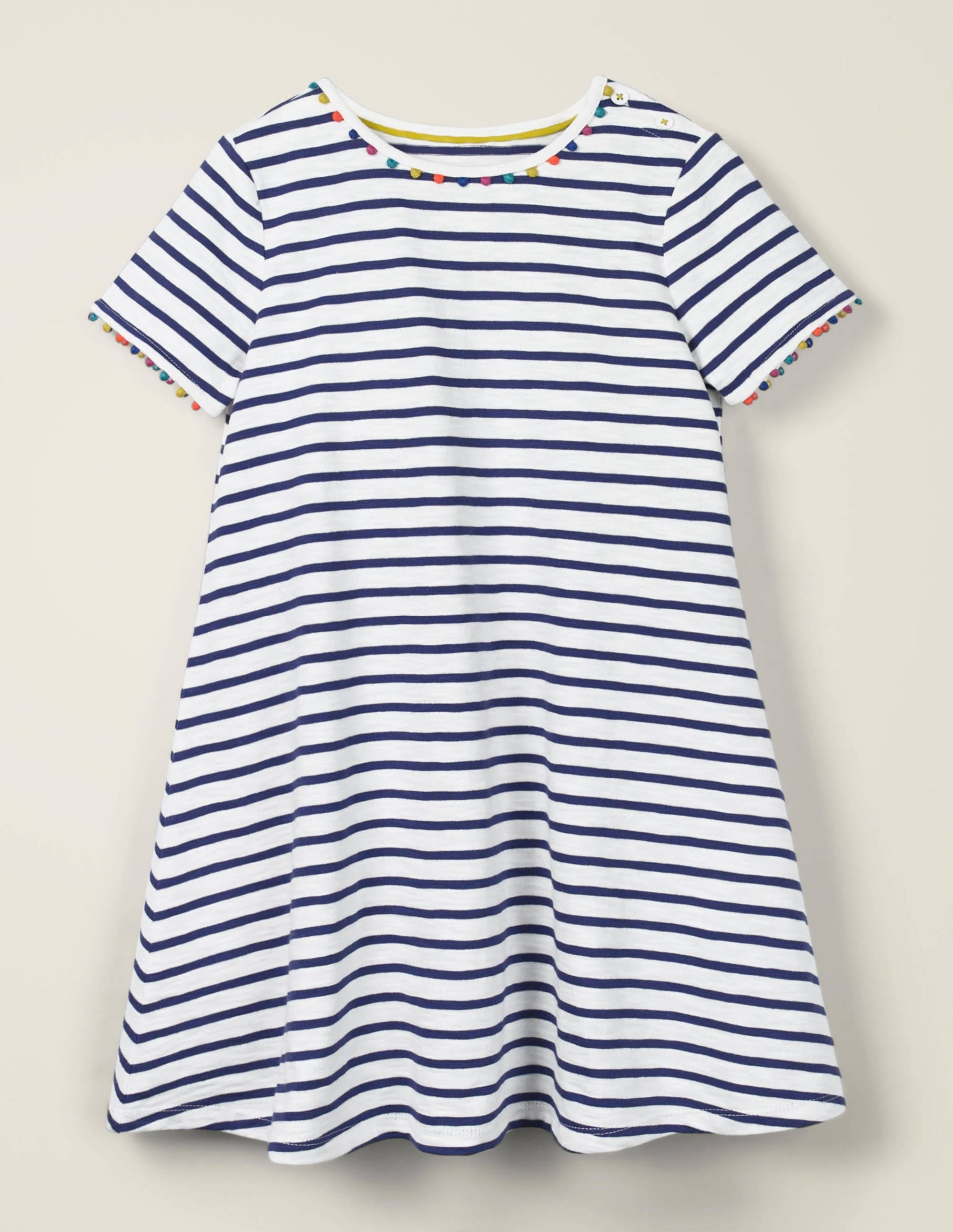 Charlie Jerseykleid mit Bommeln-Violettblau/Naturweiß - Image 1
