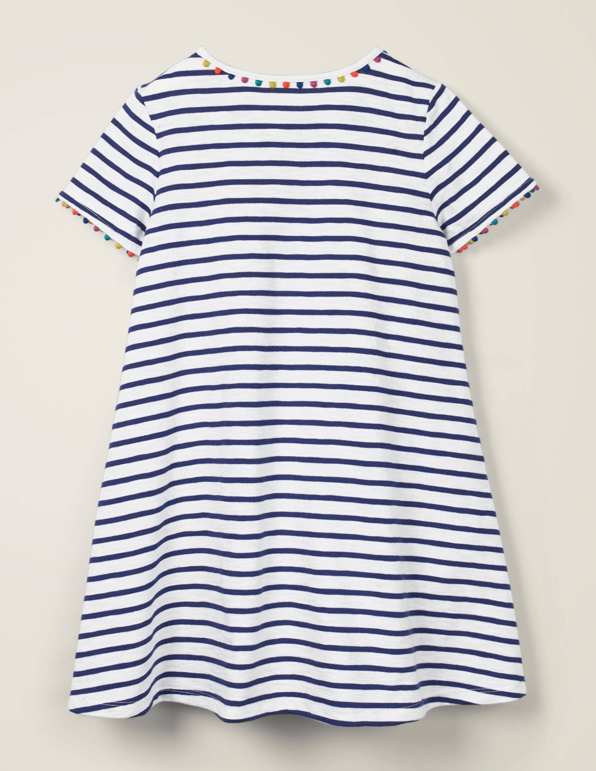 Charlie Jerseykleid mit Bommeln-Violettblau/Naturweiß-2