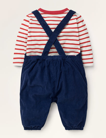 Cord Dungaree Set-Starboard Blue Tractors