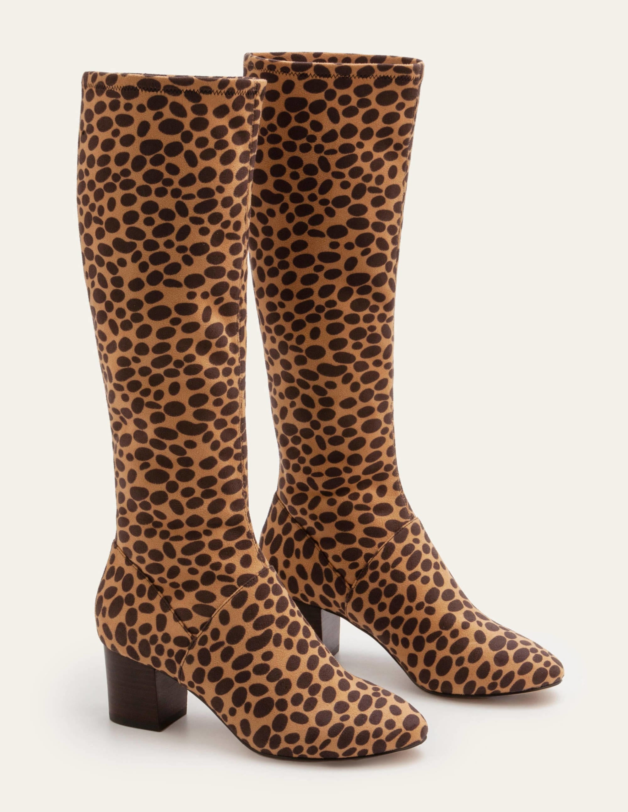 Stretchstiefel mit runder Zehenpartie-Natur, Gepardenmuster - Image 1