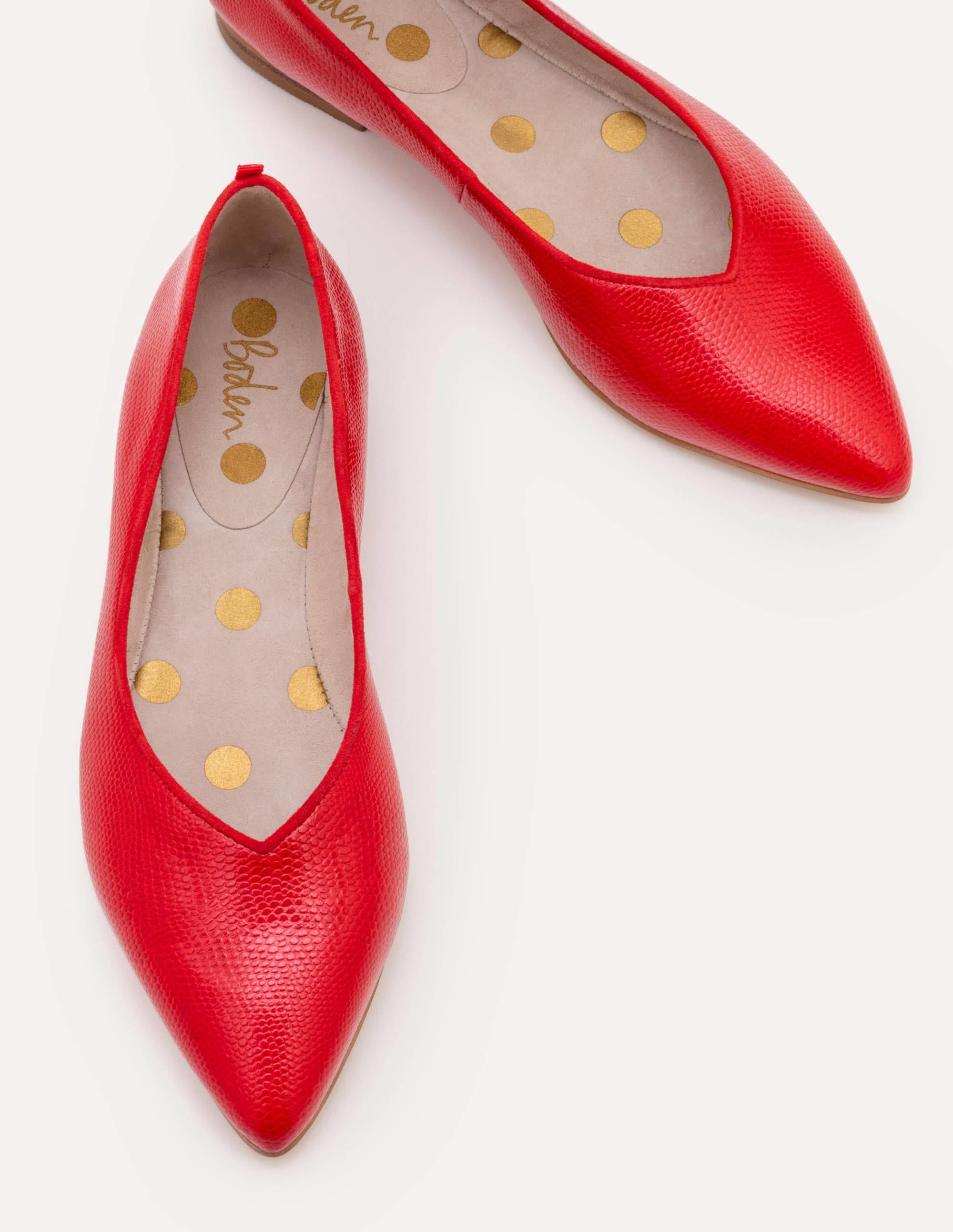 Chaussures plates Julia à bout pointu-Lézard rouge - Image 1