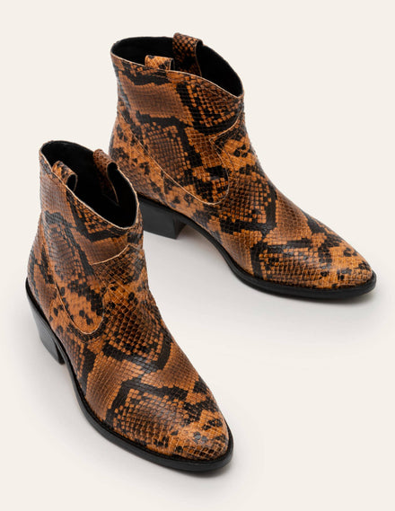 Allendale Stiefeletten-Kamelbraun, Schlangenoptik