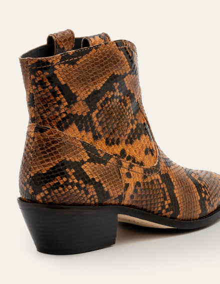 Allendale Stiefeletten-Kamelbraun, Schlangenoptik