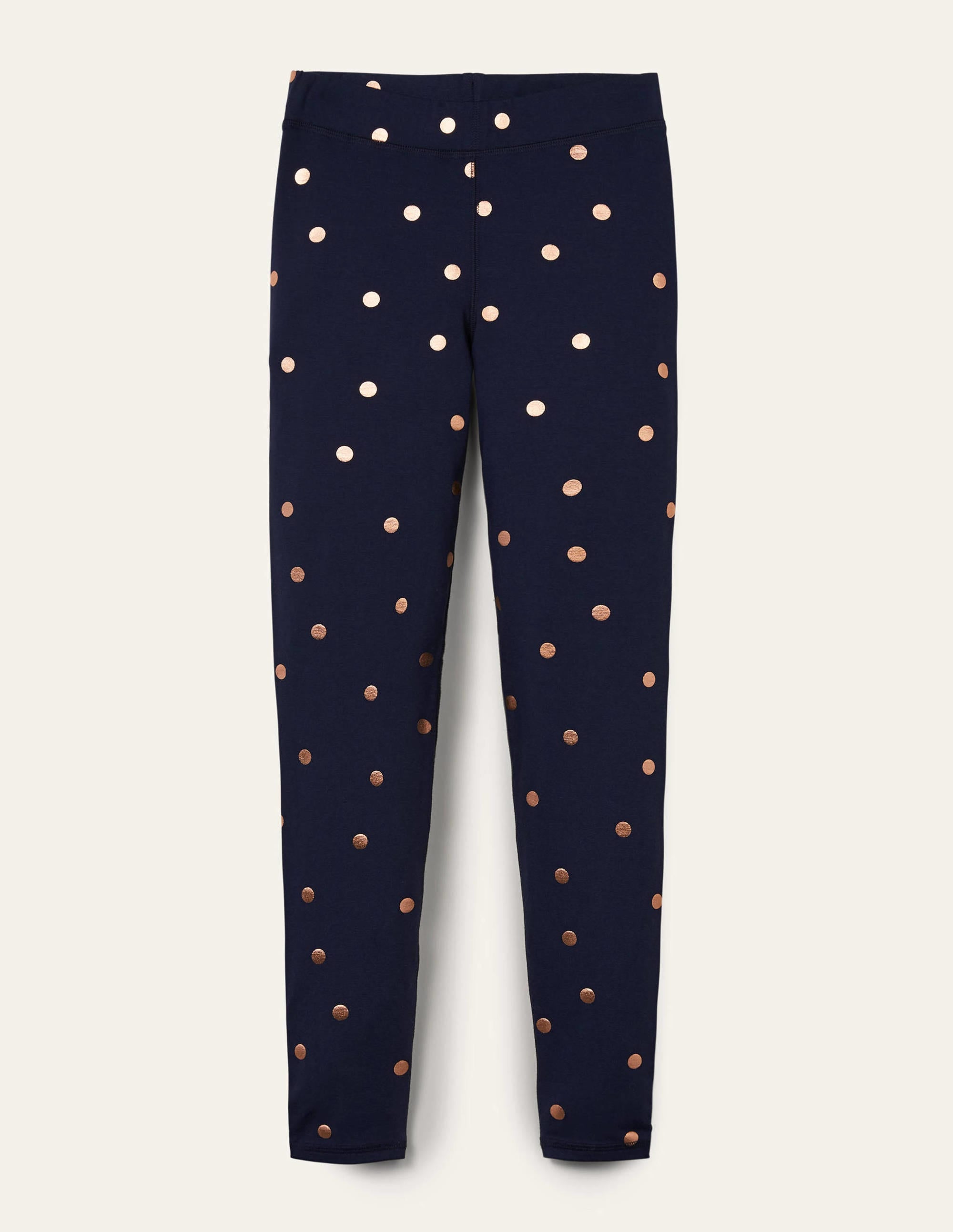High Rise Jersey Leggings-Navy and Gold, Polka Dot - Image 5