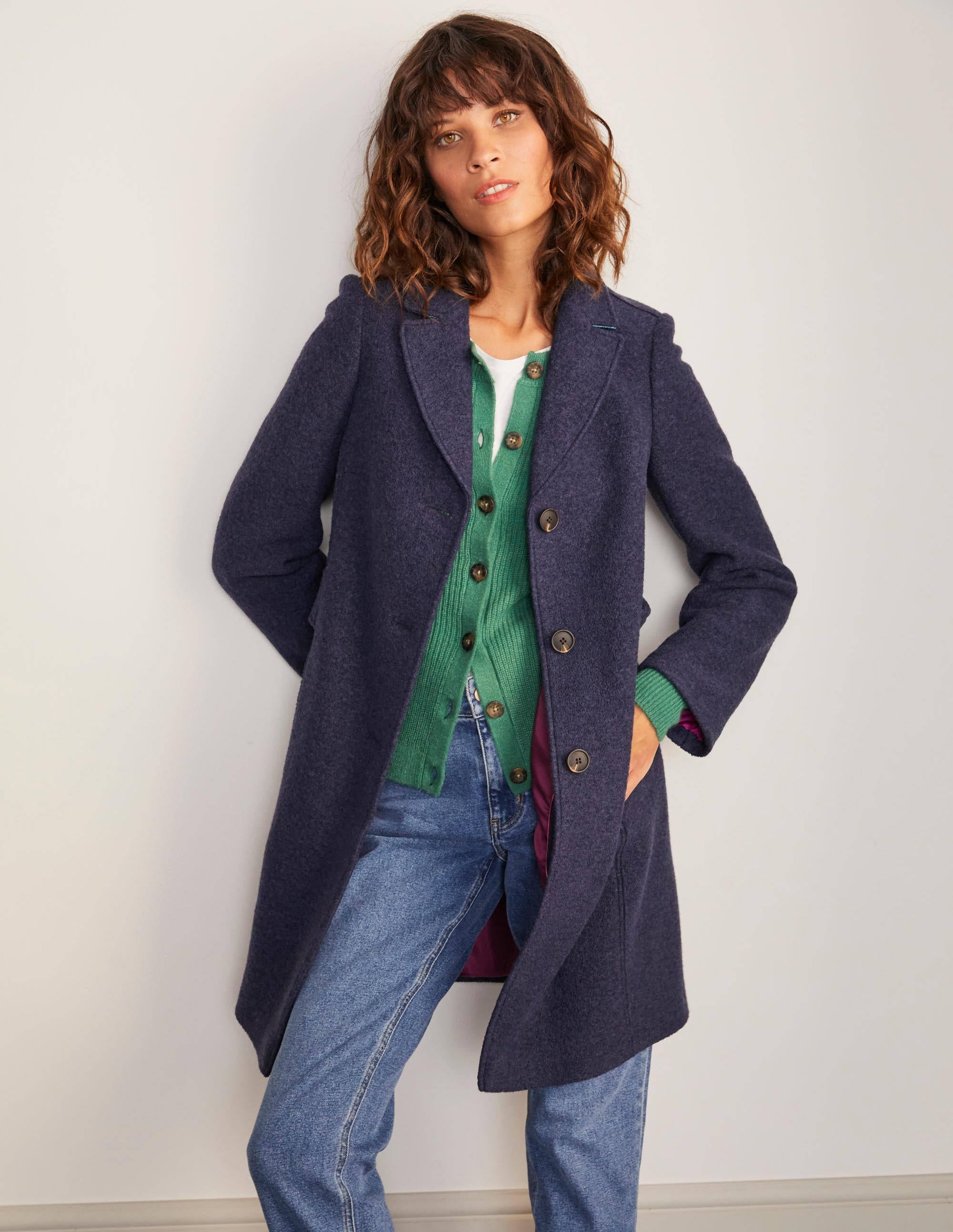 Einreihiger Trenchcoat-Marineblau - Image 4