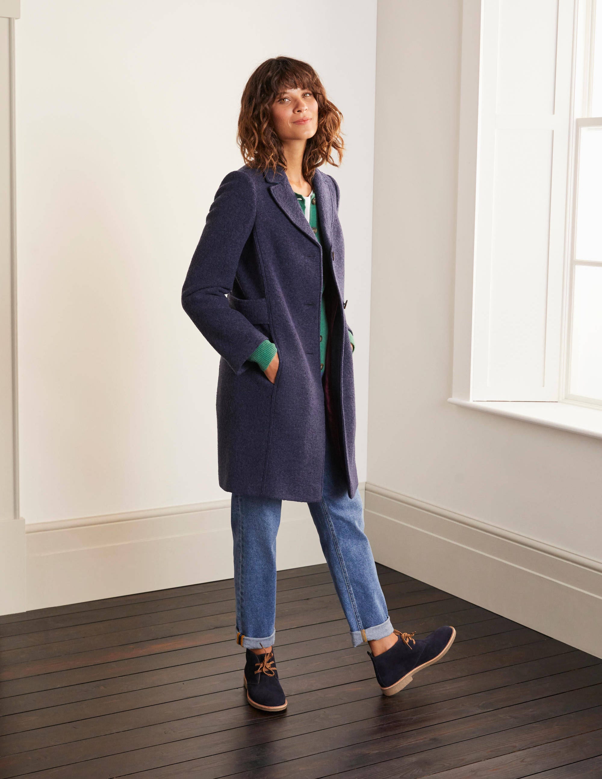 Einreihiger Trenchcoat-Marineblau - Image 1