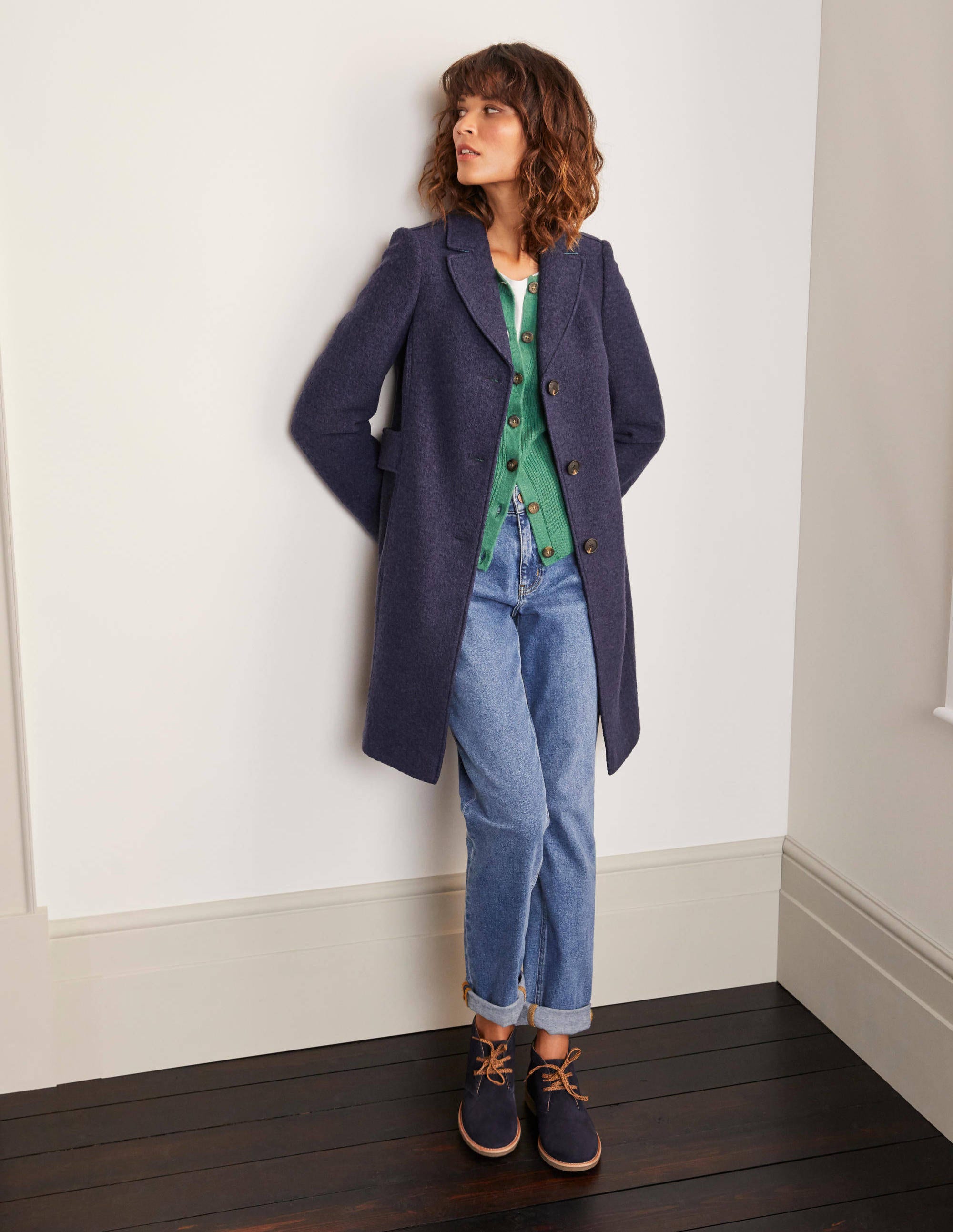 Einreihiger Trenchcoat-Marineblau - Image 2