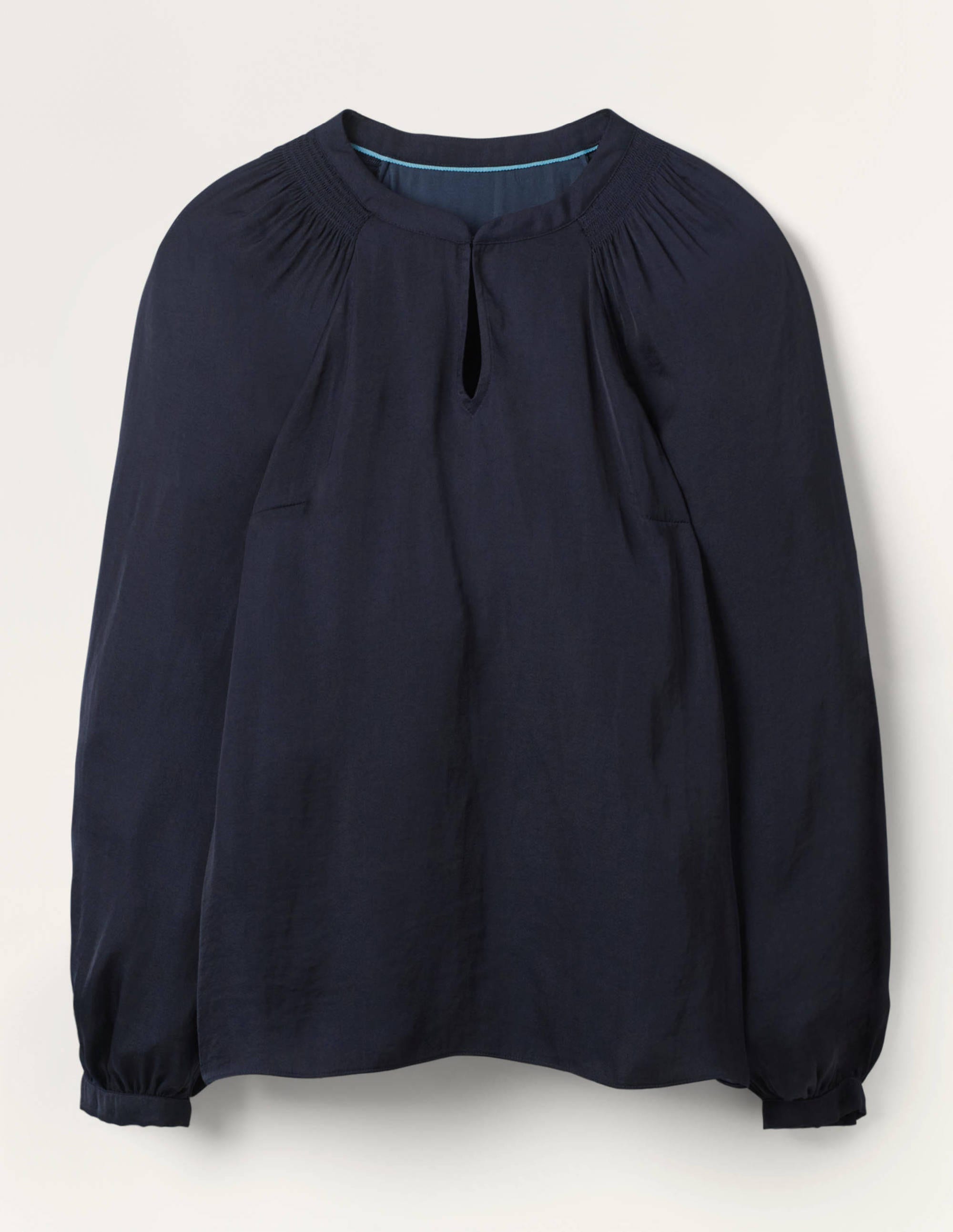 Blouse Kitty à col smocké-Bleu marine - Image 4