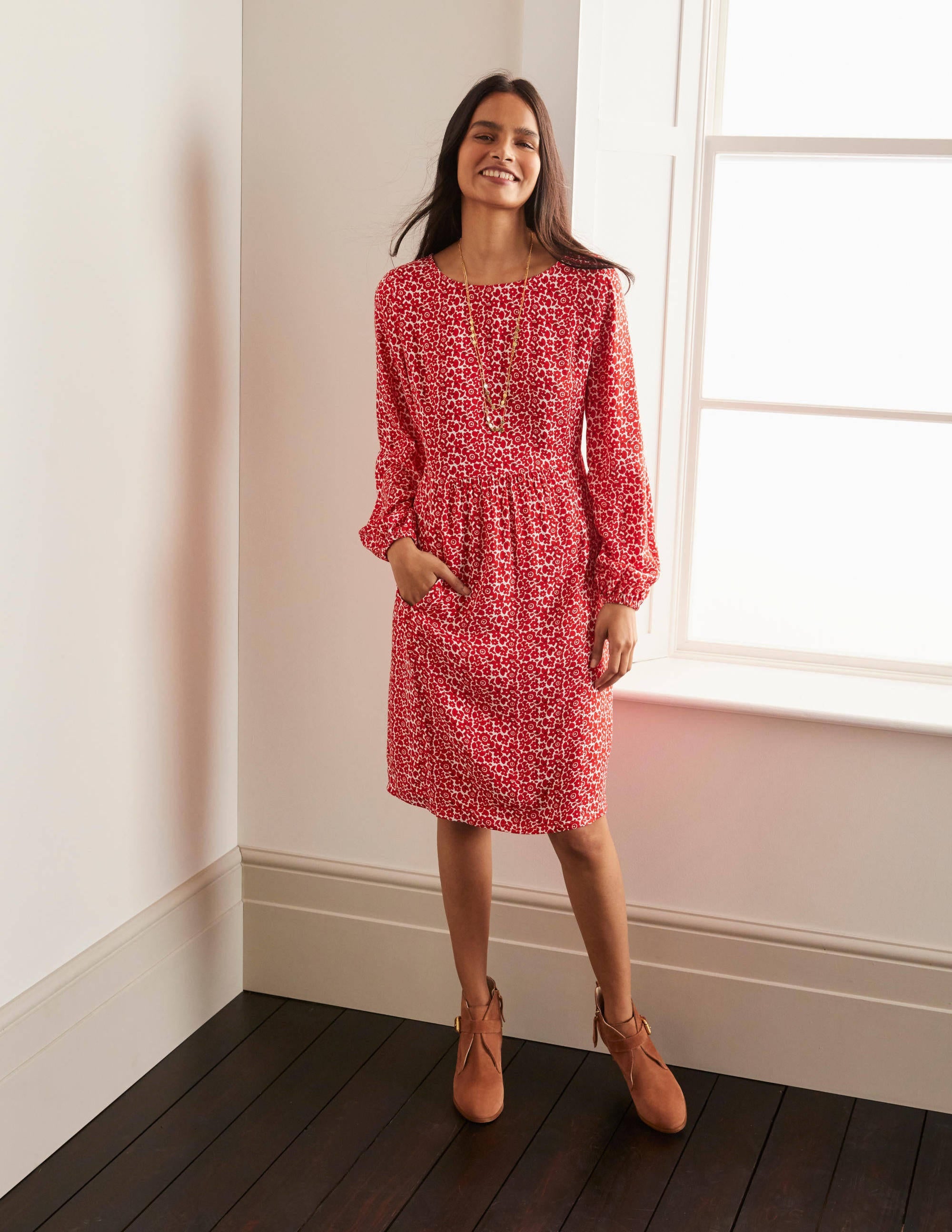 Serena Dress-Cherry Red, Ditsy Pop Small - Image 3