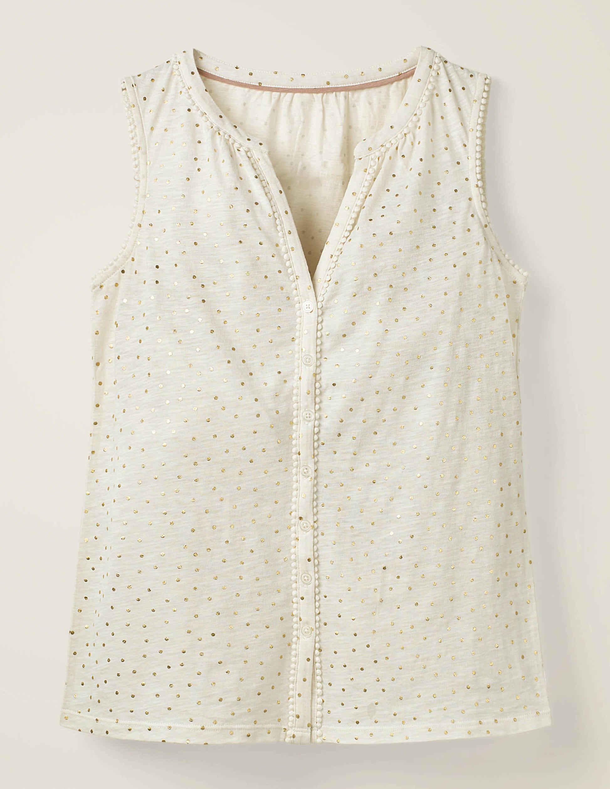 Chemise Dara en jersey à pompons-Ivoire/doré métallisé, pois-5