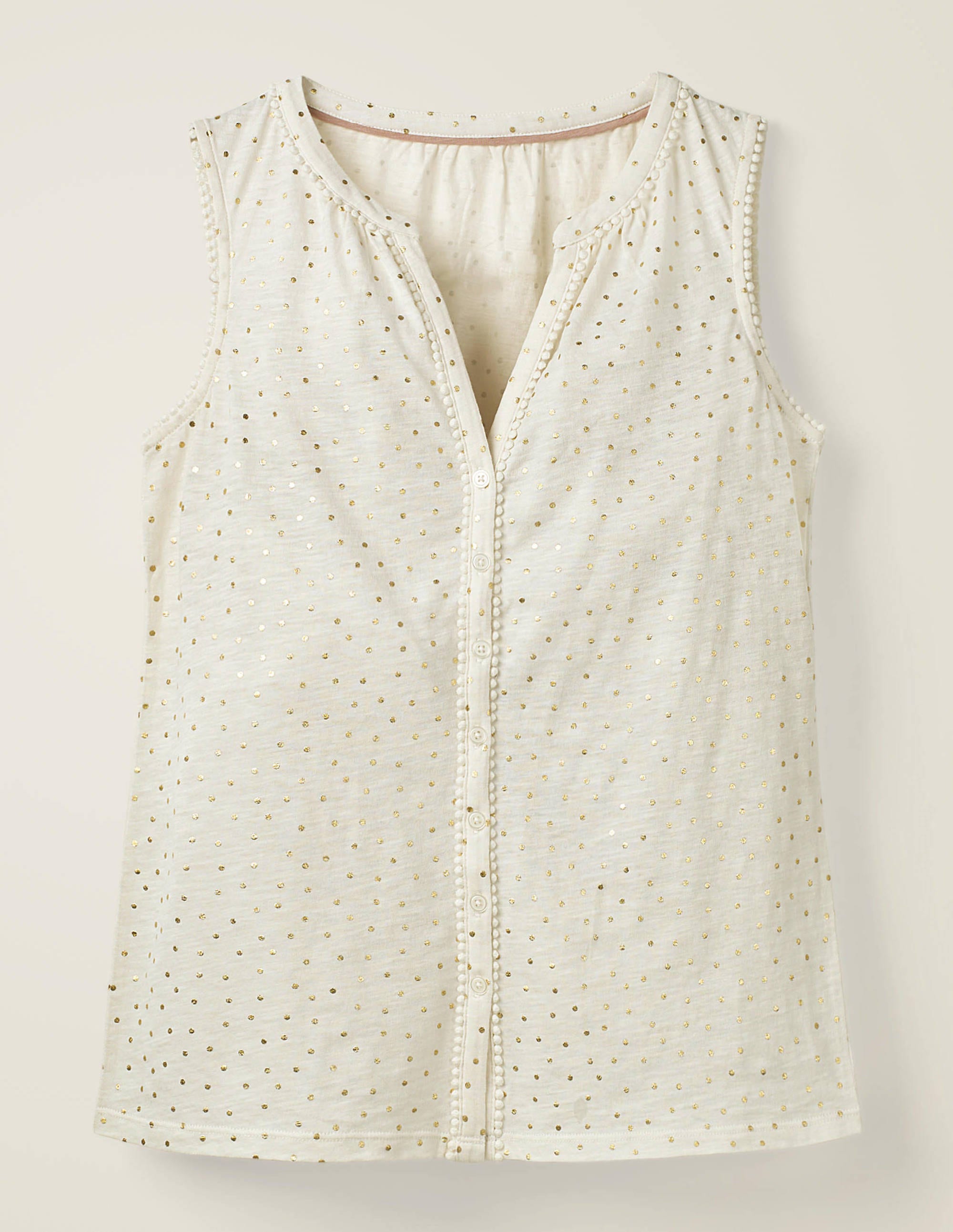 Chemise Dara en jersey à pompons-Ivoire/doré métallisé, pois - Image 5