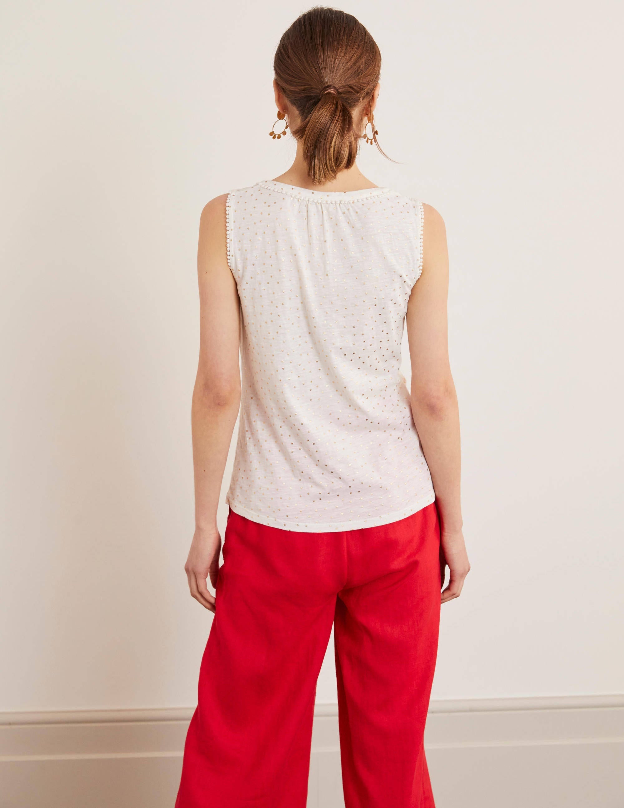 Chemise Dara en jersey à pompons-Ivoire/doré métallisé, pois - Image 3