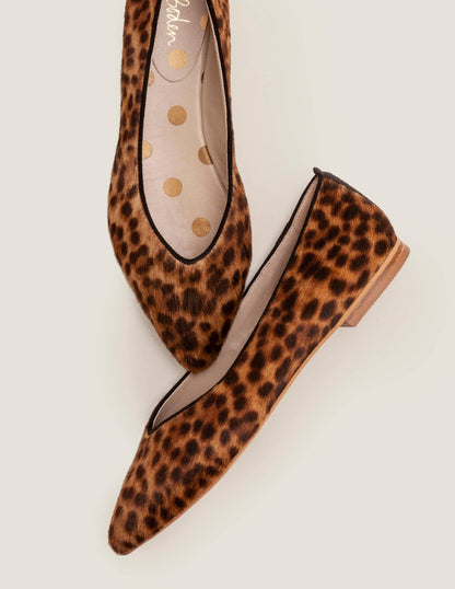 Julia Flache Pumps mit spitzer Zehenpartie-Hellbraun, Leopardenmuster