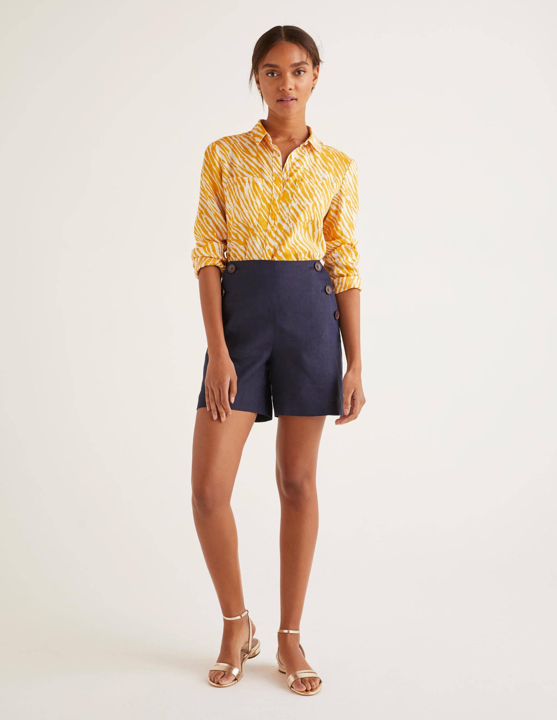 Short Falmouth en lin-Bleu marine-2