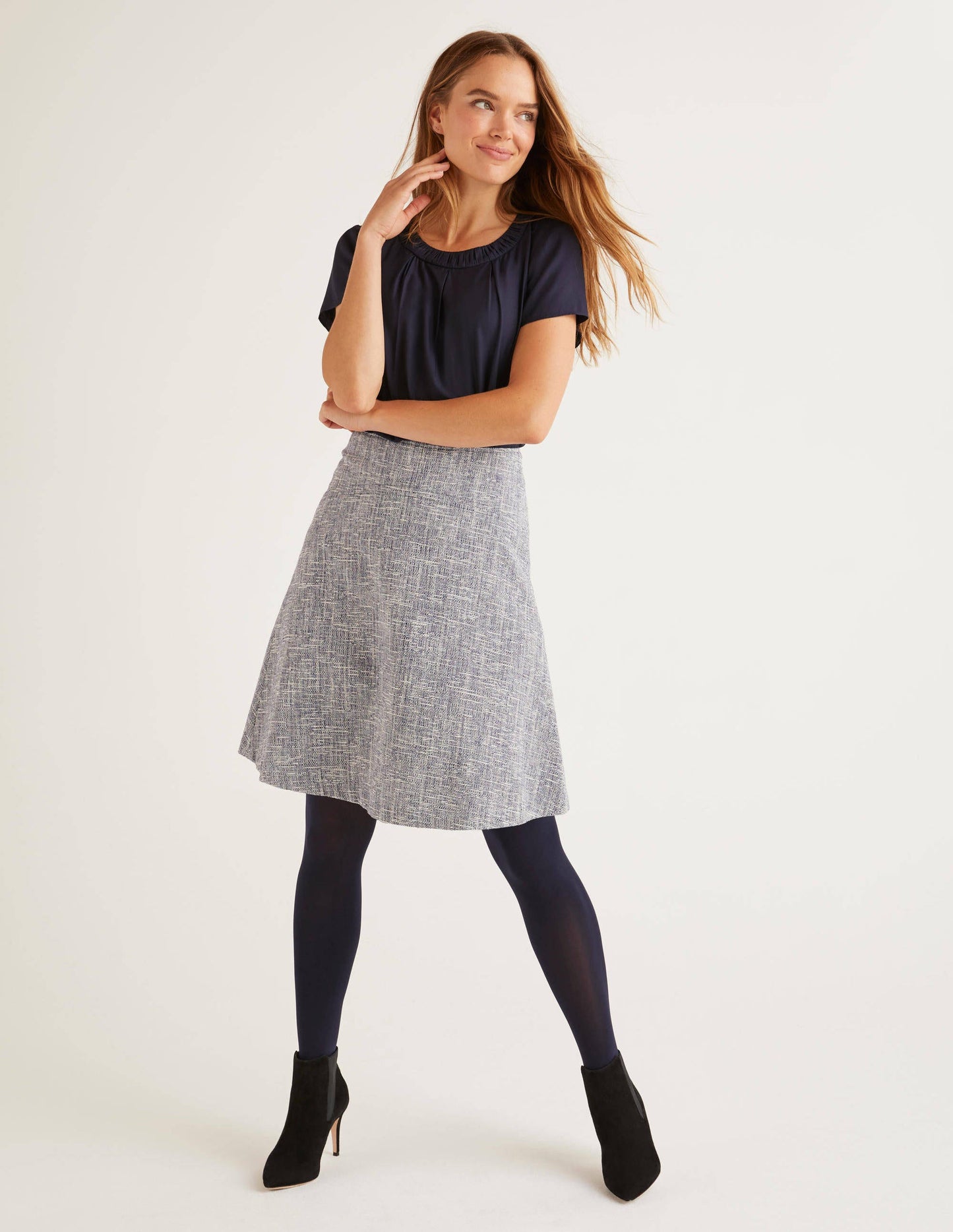 Catherick Textured Mini Skirt-Blue Texture