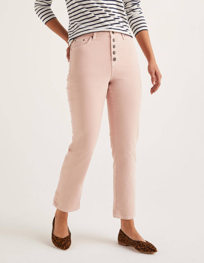 Gerade geschnittene Jeans mit Knopfleiste-Milchshake/Naturweiß-1