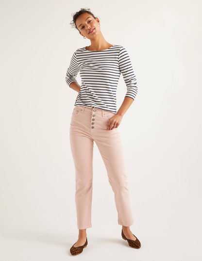 Gerade geschnittene Jeans mit Knopfleiste-Milchshake/Naturweiß-2