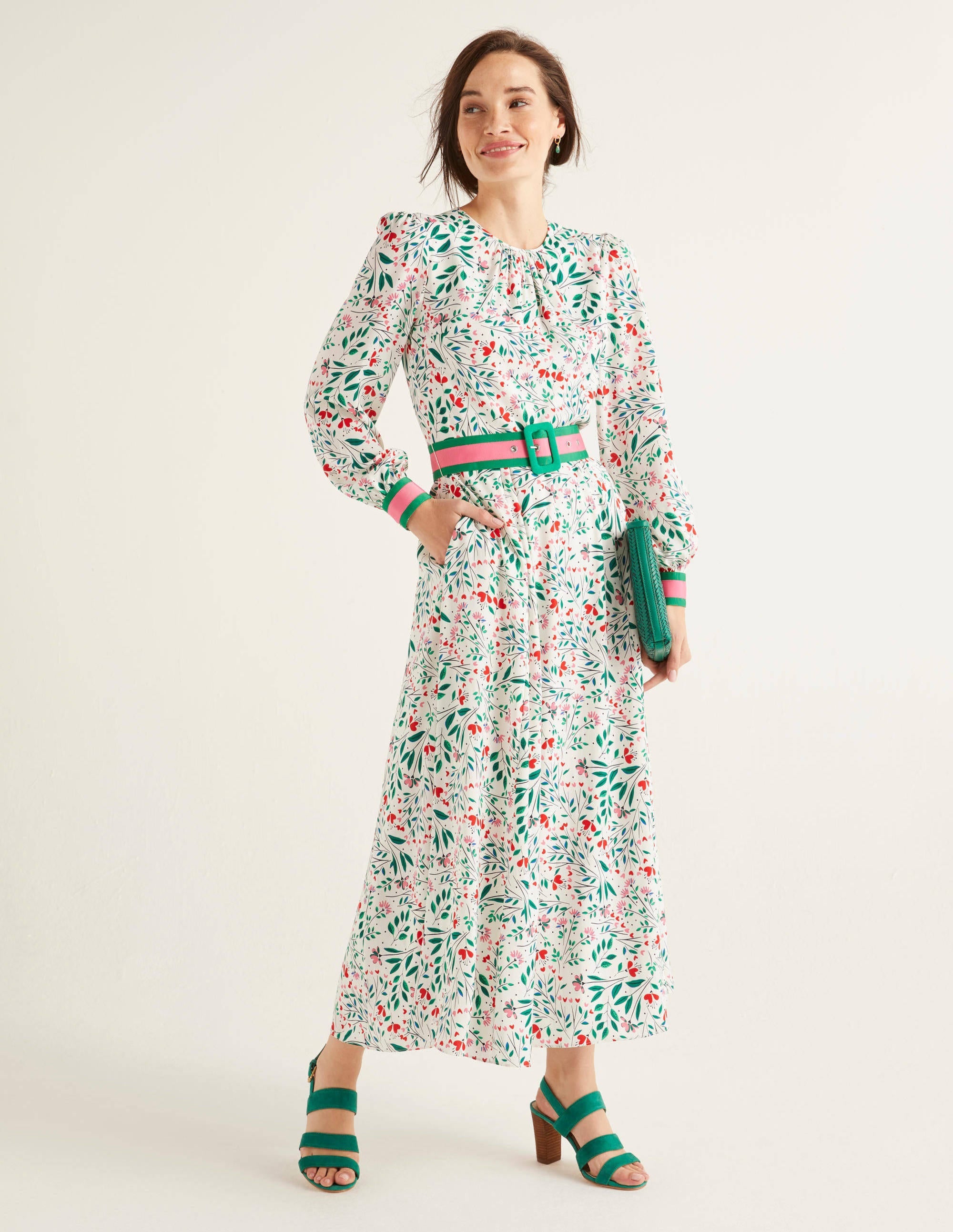 Samantha Heeled Sandals-Forest Green - Image 3