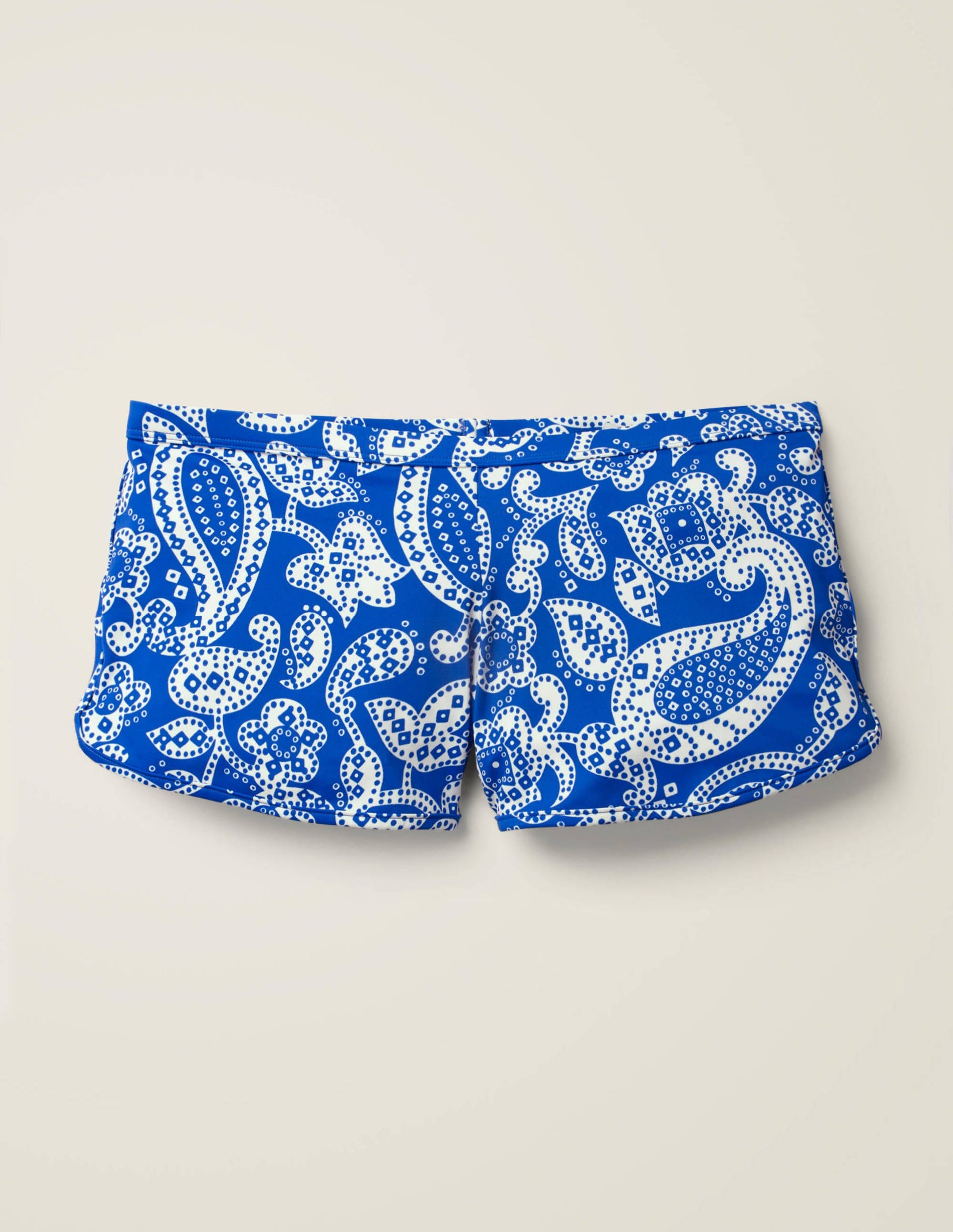 Badeshorts mit Paspelierung-Kräftiges Blau, Getupftes Paisley-Muster-5