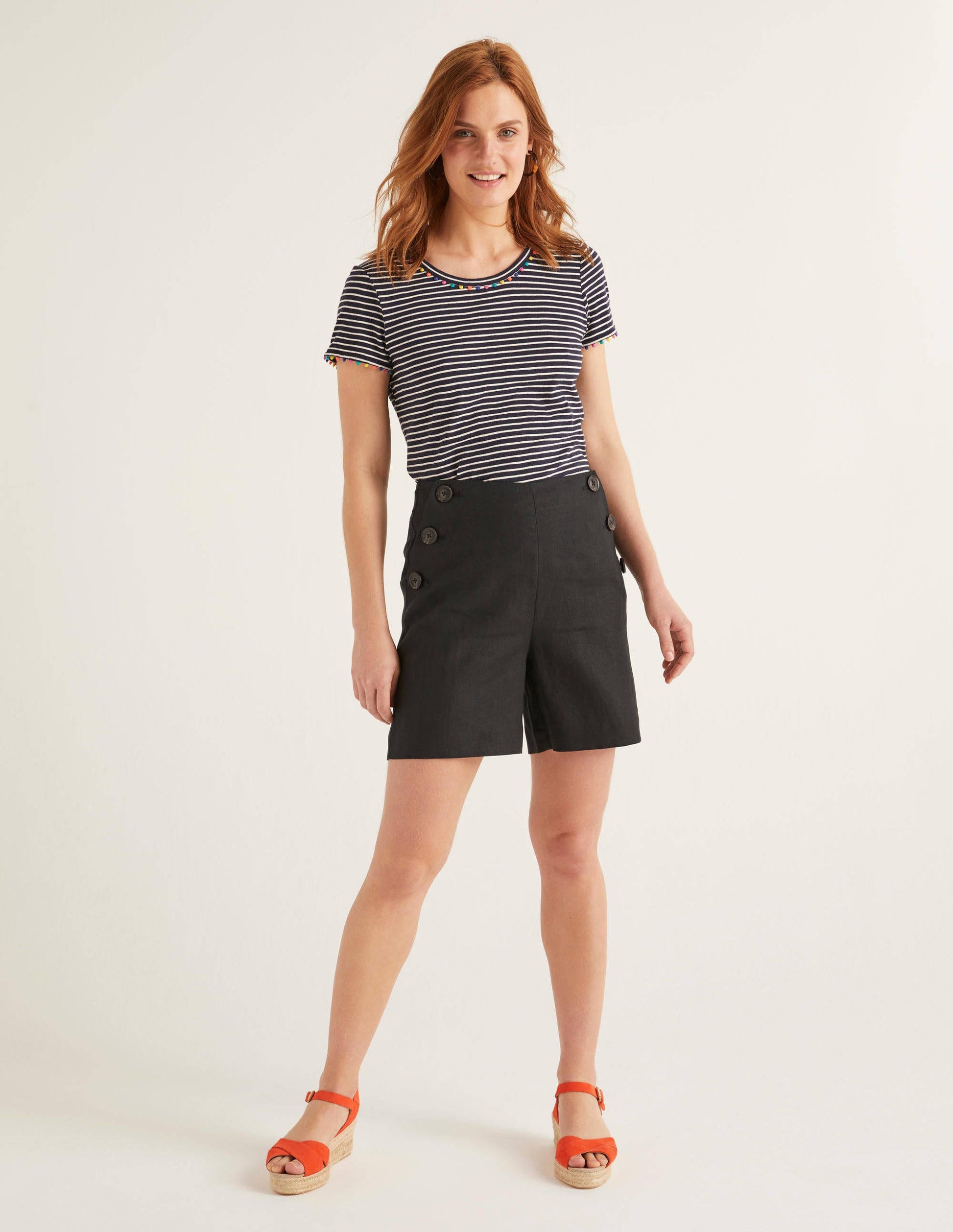 Falmouth Leinenshorts-Schwarz-4