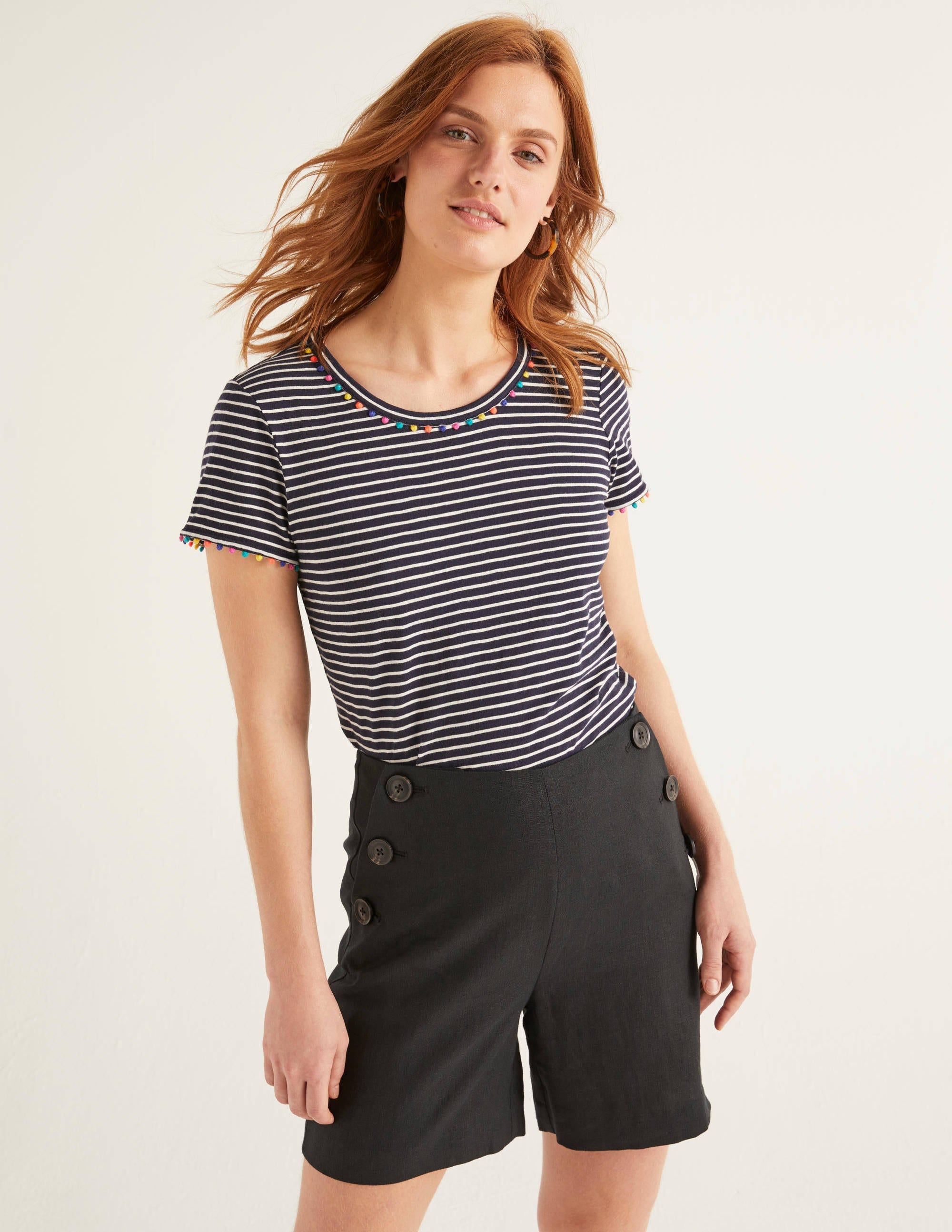 Short Falmouth en lin-Noir - Image 2