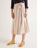Jupe portefeuille Radlett en lin-Rayé soleil toscan