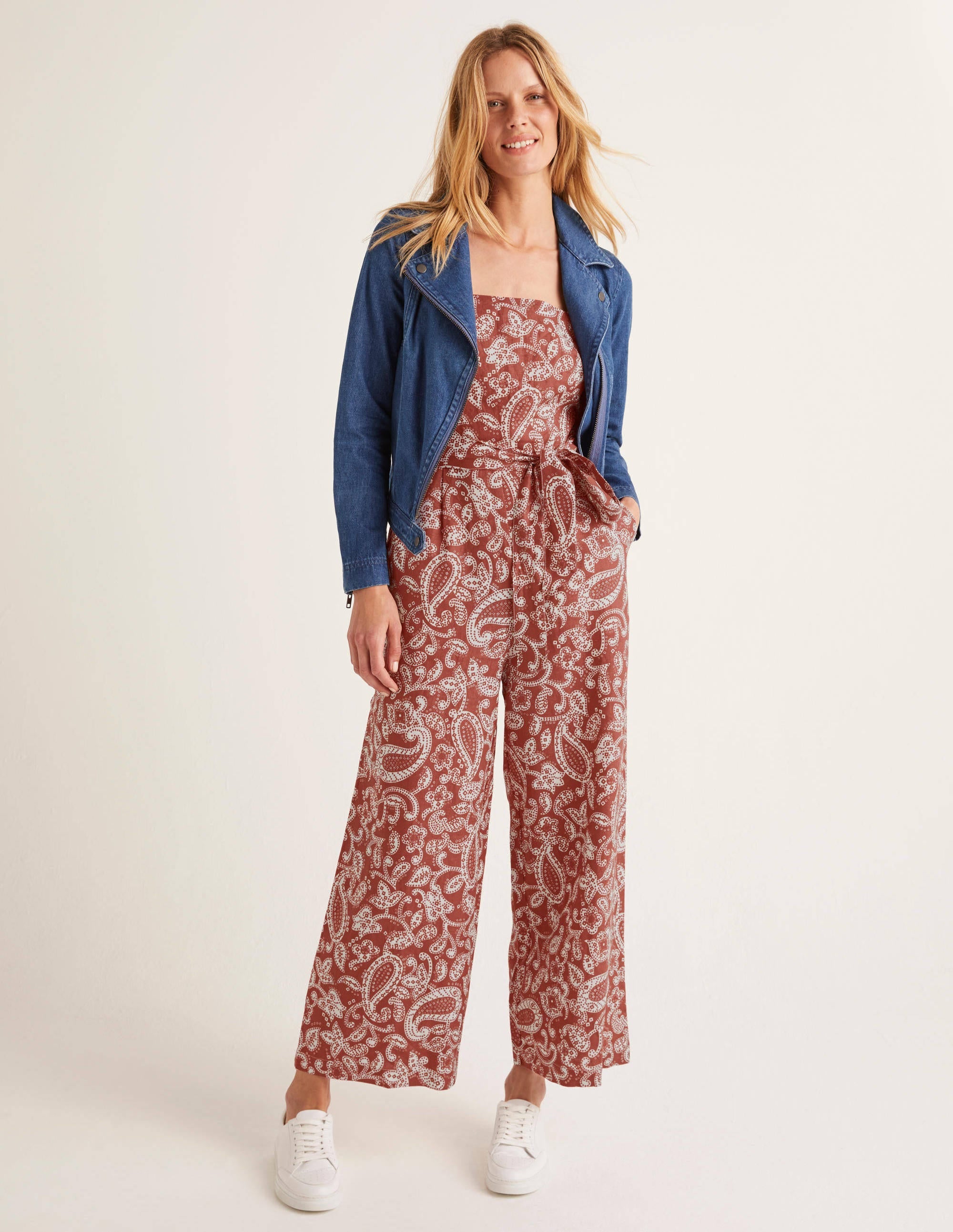 Colette Leinen-Jumpsuit-Rot, Paisley-Muster - Image 2