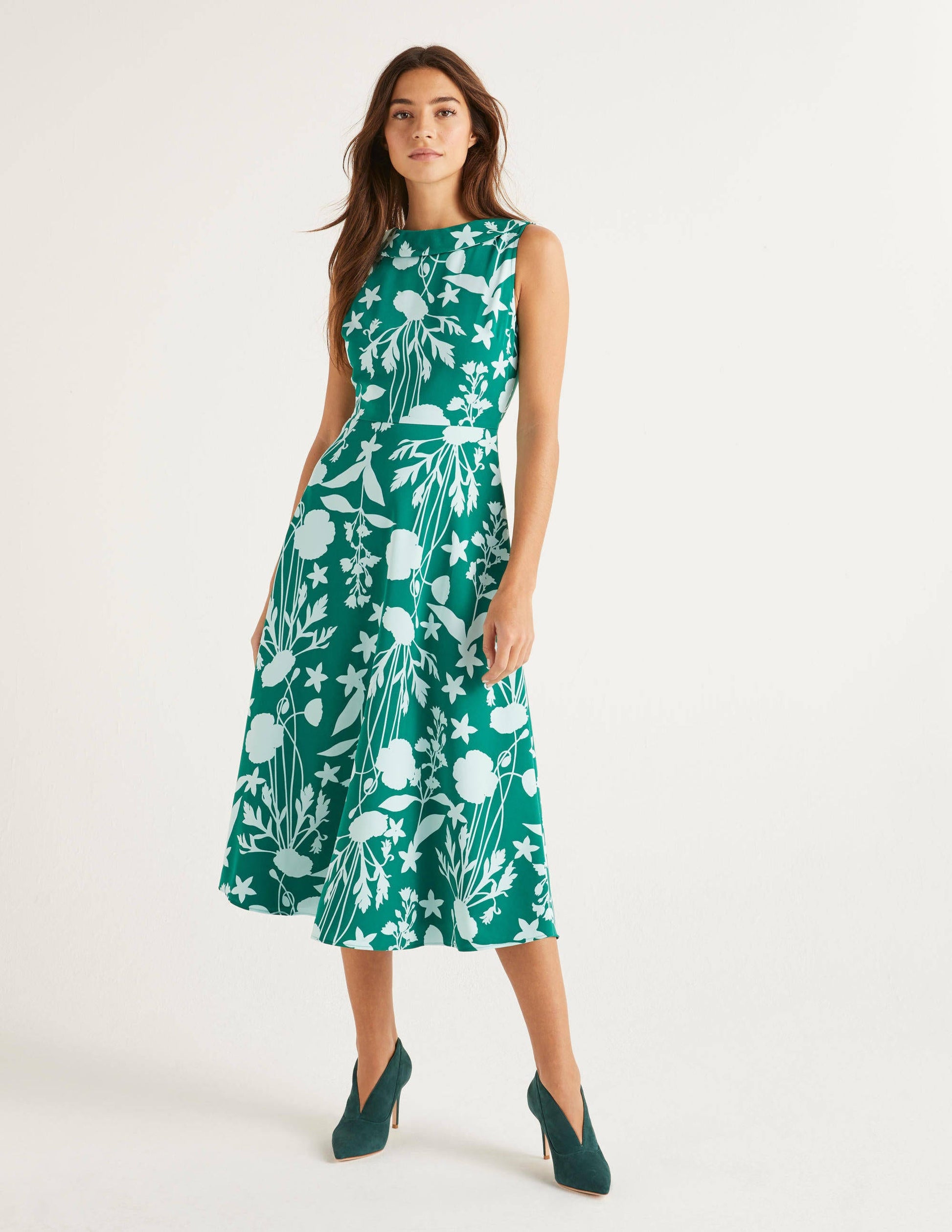 Robe midi Clarissa-Forêt, motif Garden Charm-4