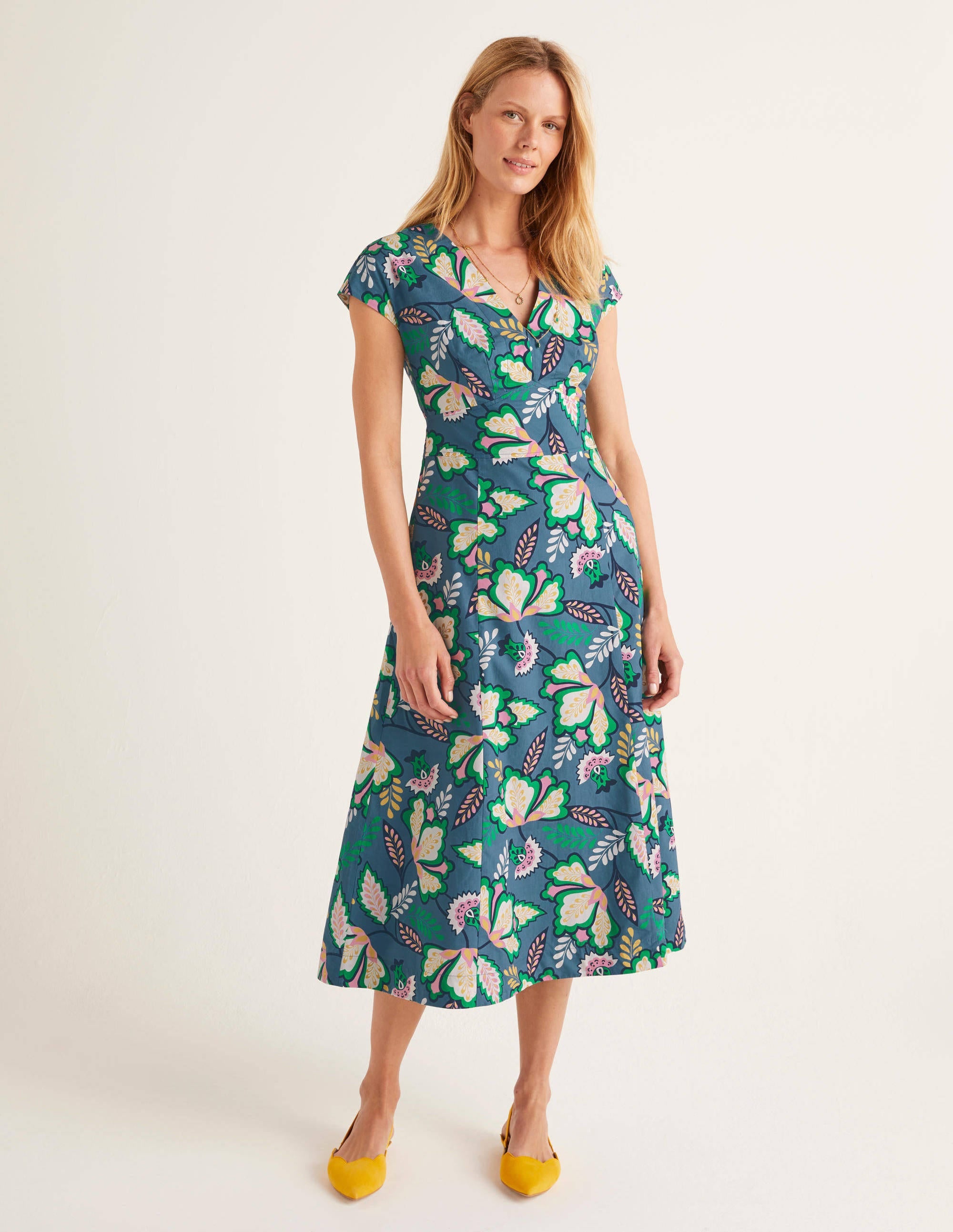 Natasha Baumwollkleid-Matrosenblau, Dschungelblüte - Image 4