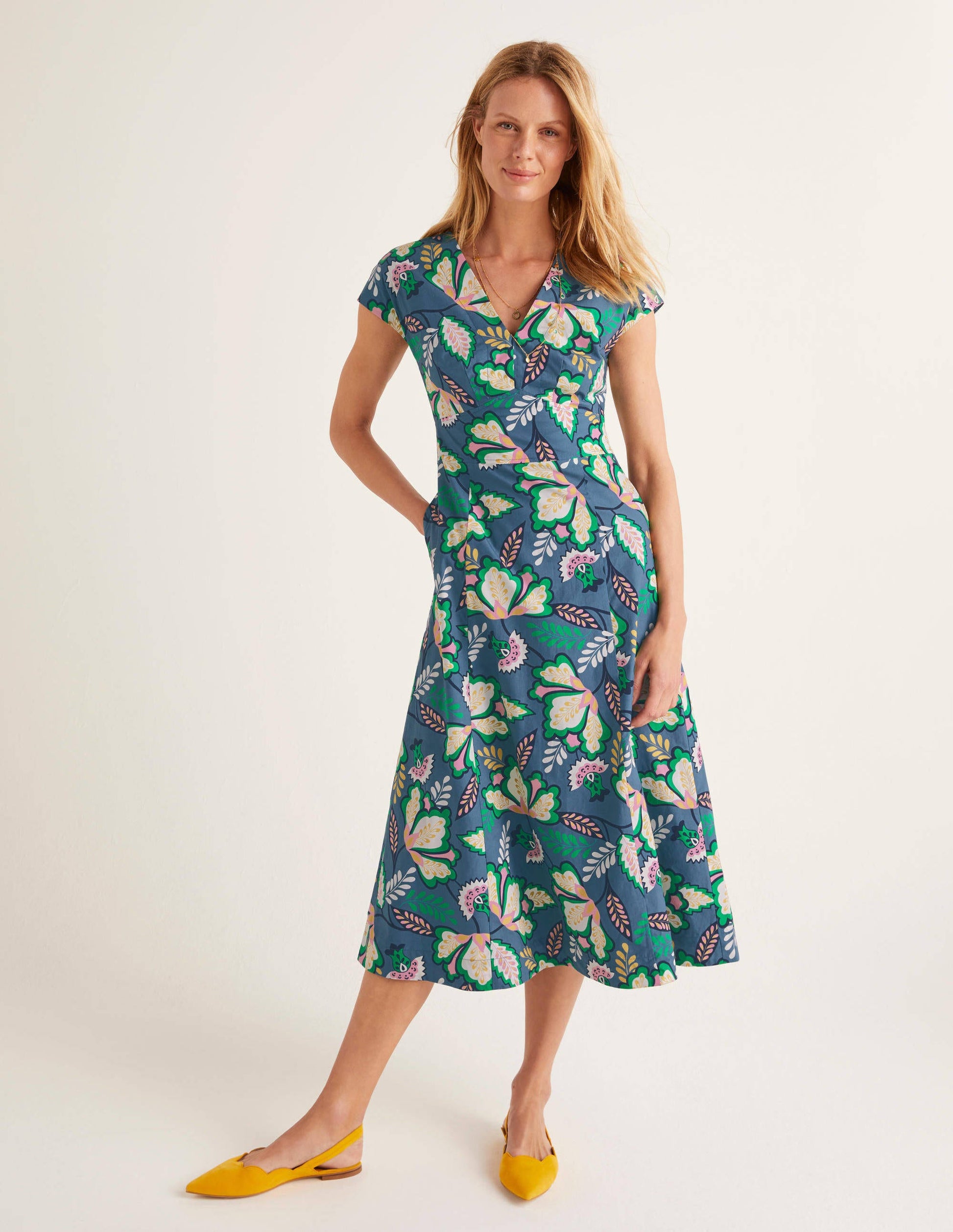 Natasha Baumwollkleid-Matrosenblau, Dschungelblüte-2