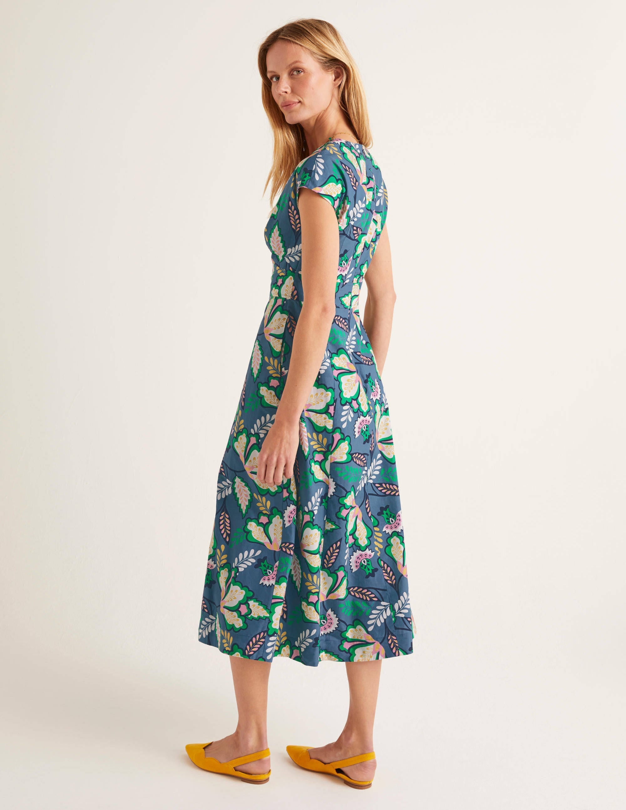 Natasha Baumwollkleid-Matrosenblau, Dschungelblüte - Image 3