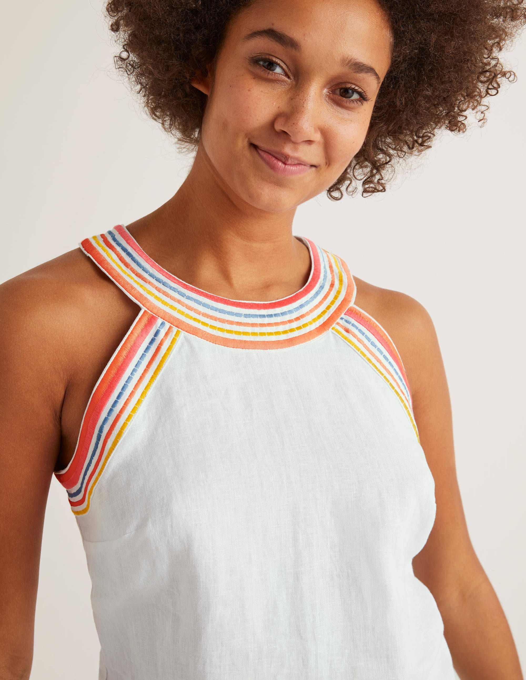 Dollie Embroidered Linen Top-White - Image 1
