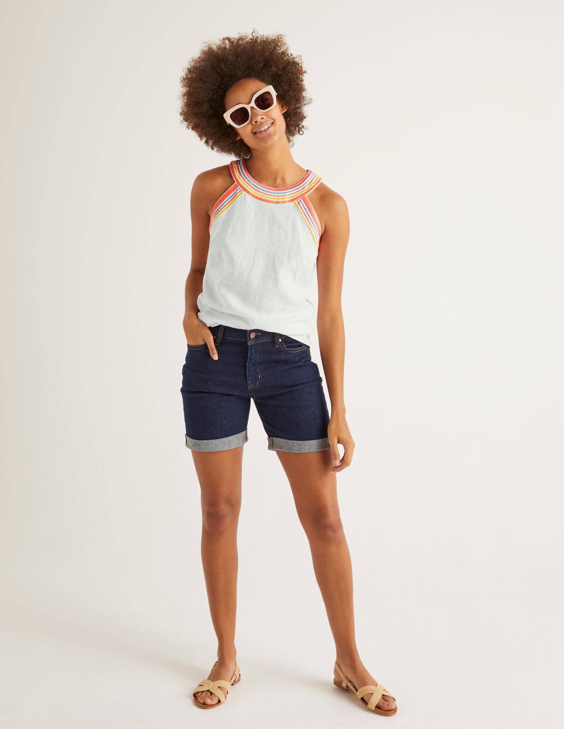 Dollie Embroidered Linen Top-White-2