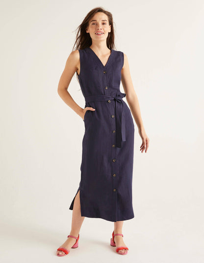 Catriona Leinenkleid-Marineblau